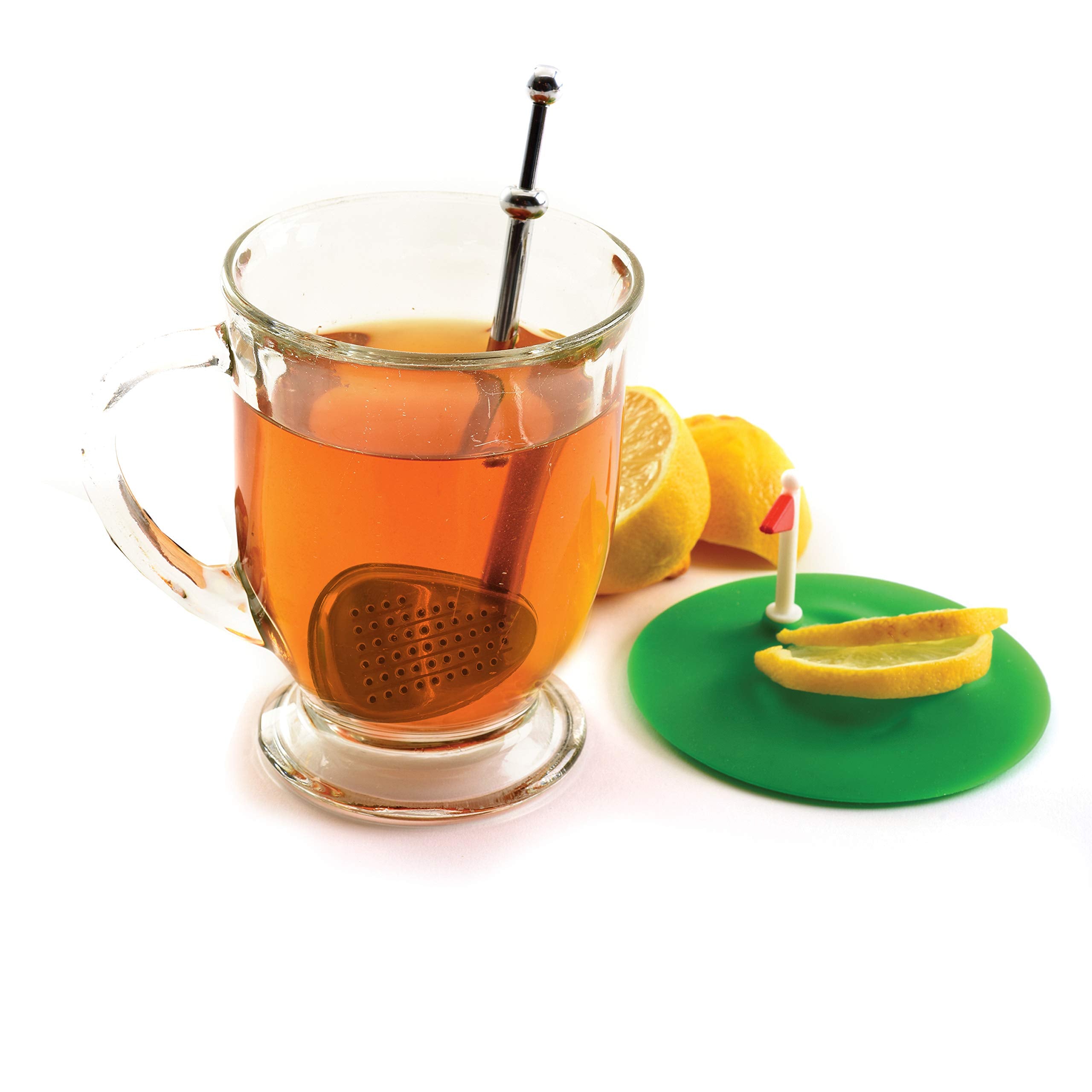 Norpro Stainless Steel Tee Time Golf Club Tea Infuser With Cover/Drip Catcher, Green