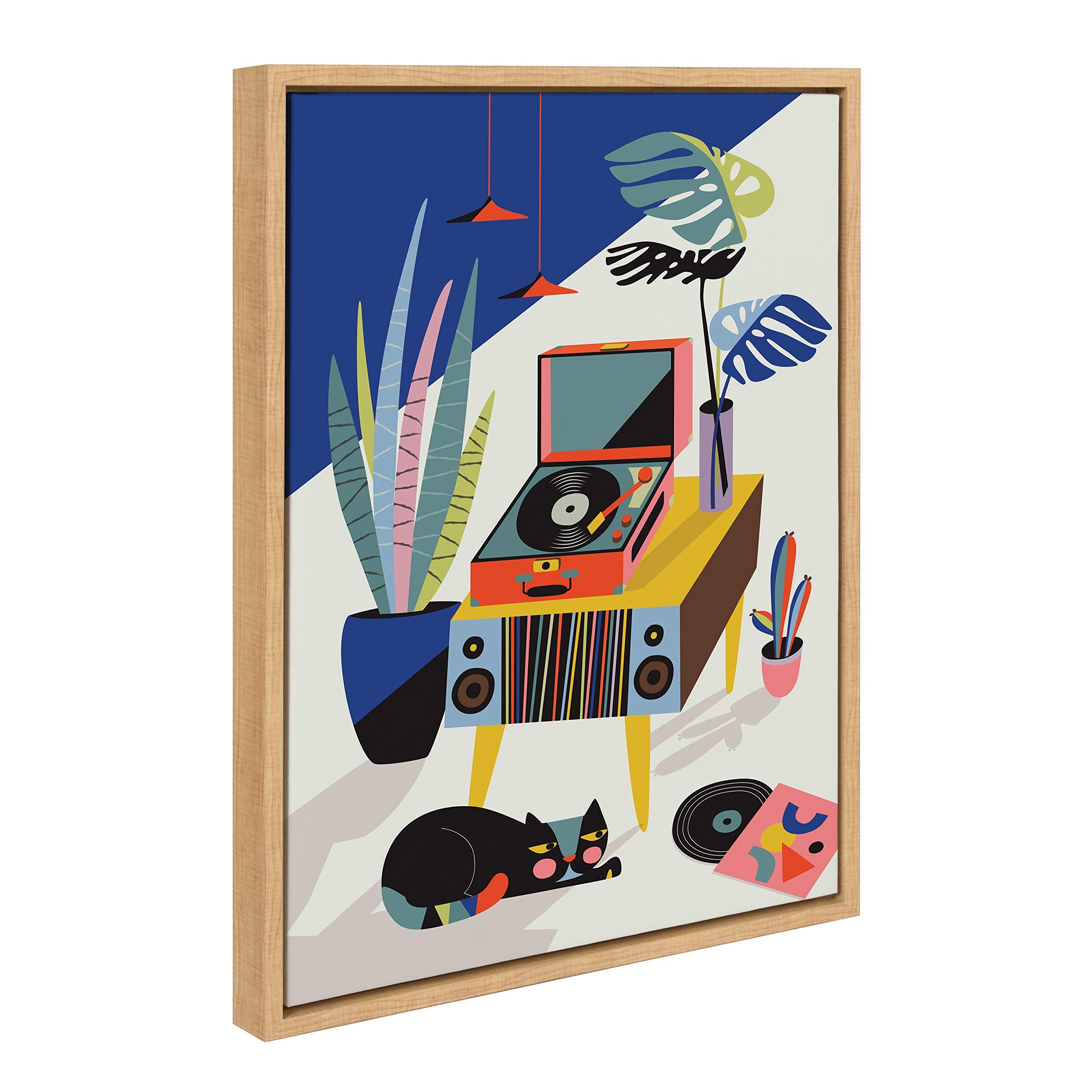 Kate And Laurel Sylvie Chill Out Saturday Framed Canvas Wall Art By Rachel Lee Of My Dream Wall, 18X24 Natural, Chic Animal Art