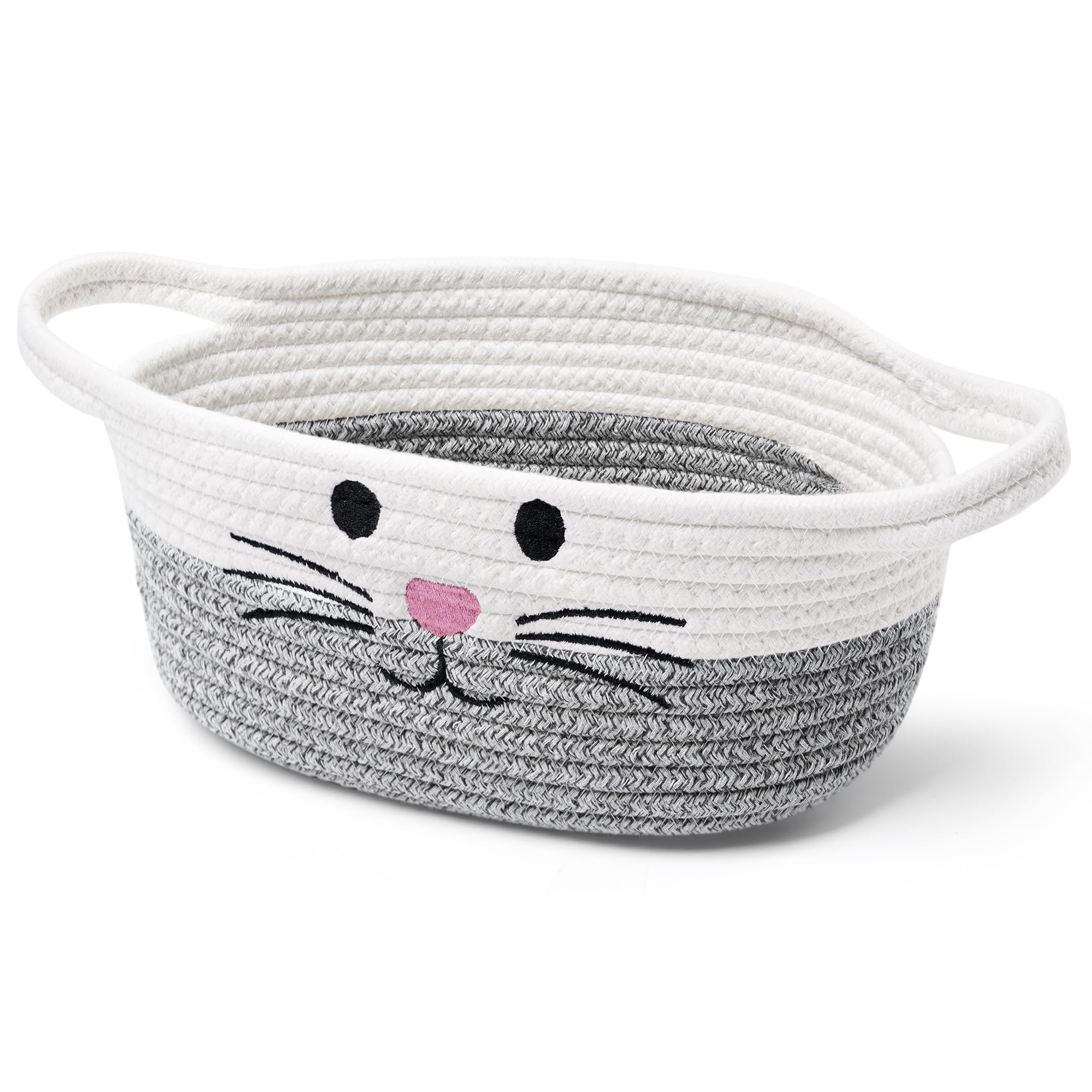 Small Woven Baskets for Organizing Rope with Handle Cute Cotton Basket for Nursery Gift Dog Cat Toy Storage Basket for Toy Organ