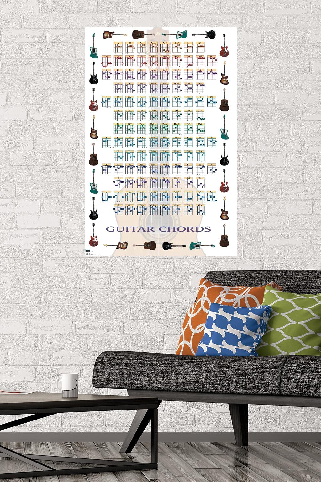 Trends International Guitar Chords Ii - Learn To Play Guitar Wall Poster, 22.375'' X 34'', Premium Unframed Version