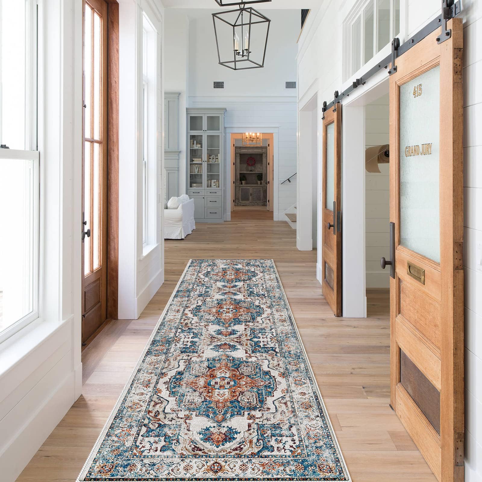 2x8 Washable Hallway Runner Rug: Indoor Non-Slip Entryway Kitchen Rugs Oriental Ultra Soft Carpet for Living Room Bedroom Thin L