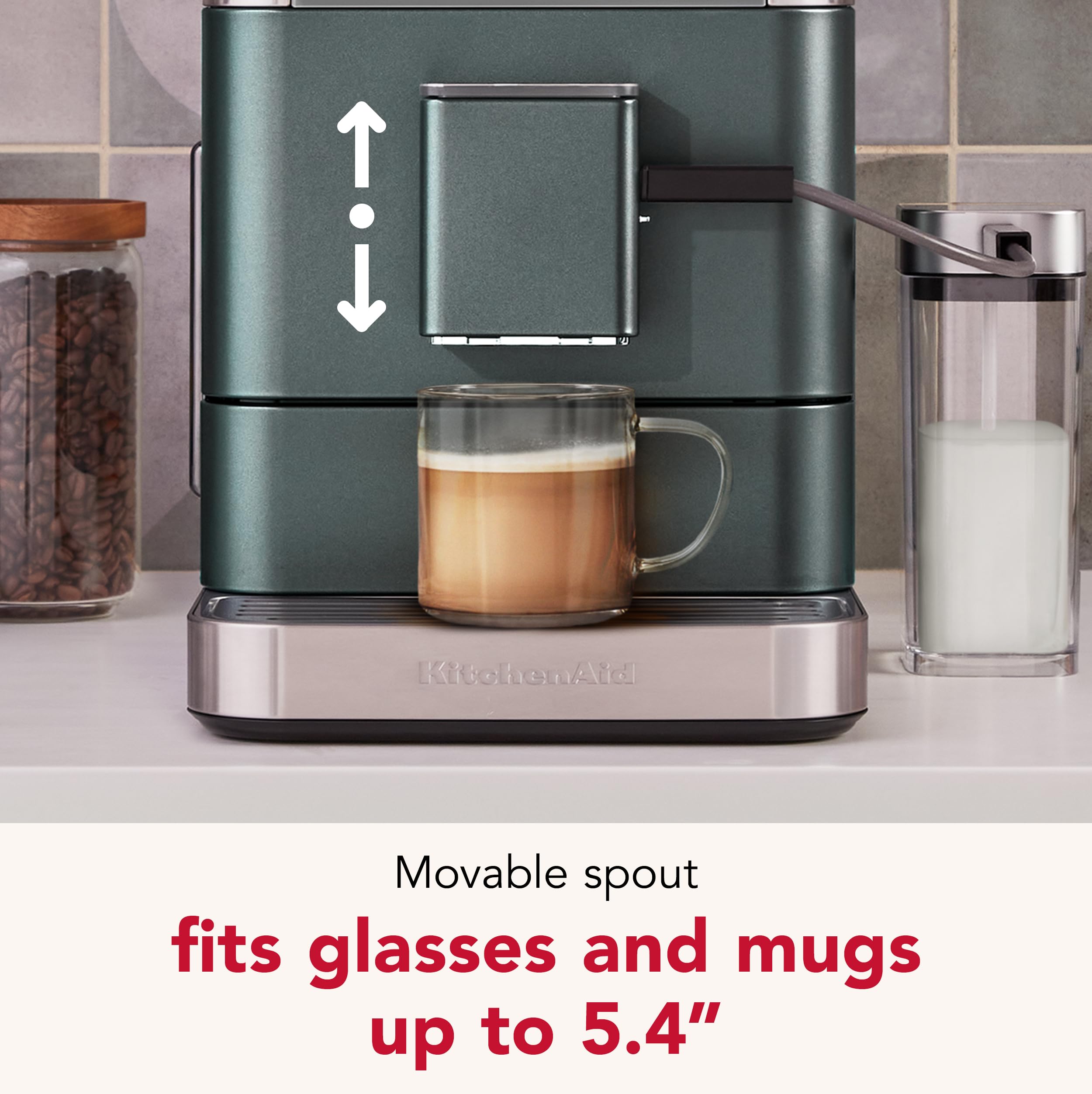 KitchenAid Espresso Machine KF8, 2.2L, Metal, Juniper, with Milk Attachment & Plant Based Options, Model KES8558JP