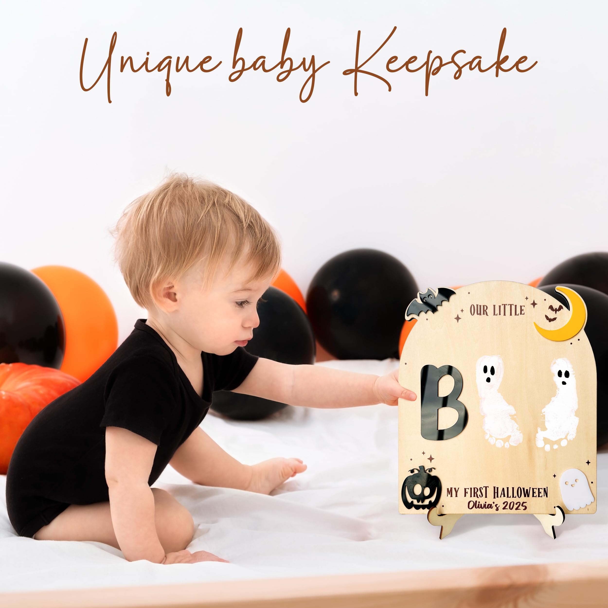 Baby First Halloween Crafts 2025- My Little Boo DIY Footprint, Handprint Signs - Baby First Halloween Keepsake - My First Holida
