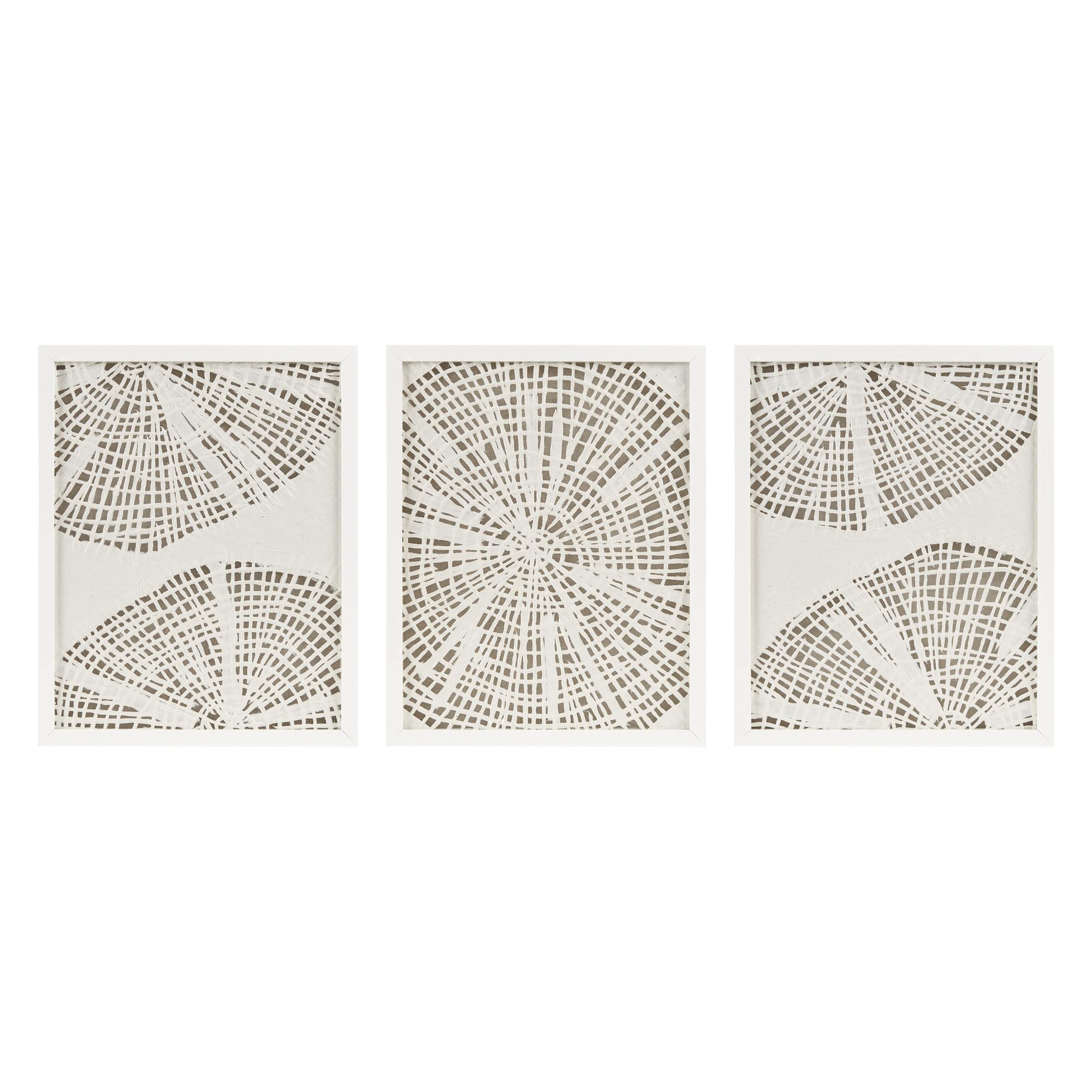 Madison Park Solana Natural Rice Paper Framed Wall Art - Handmade Coastal Abstract Lines, Front Glass and Wood Shadow Box, Moder