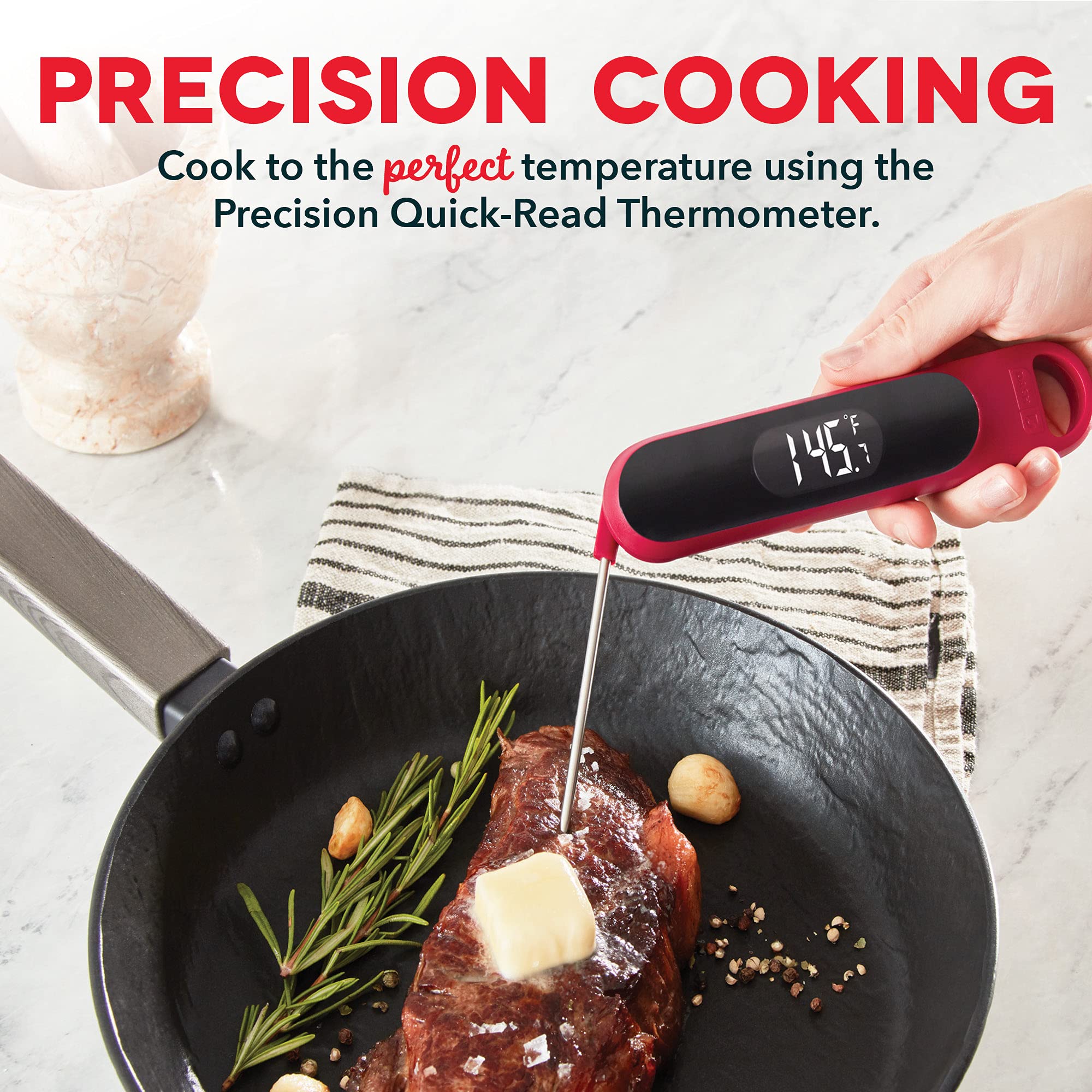 Dash Precision Quick-Read Meat Thermometer - Waterproof Kitchen And Outdoor Food Cooking Thermometer With Digital Lcd Display -