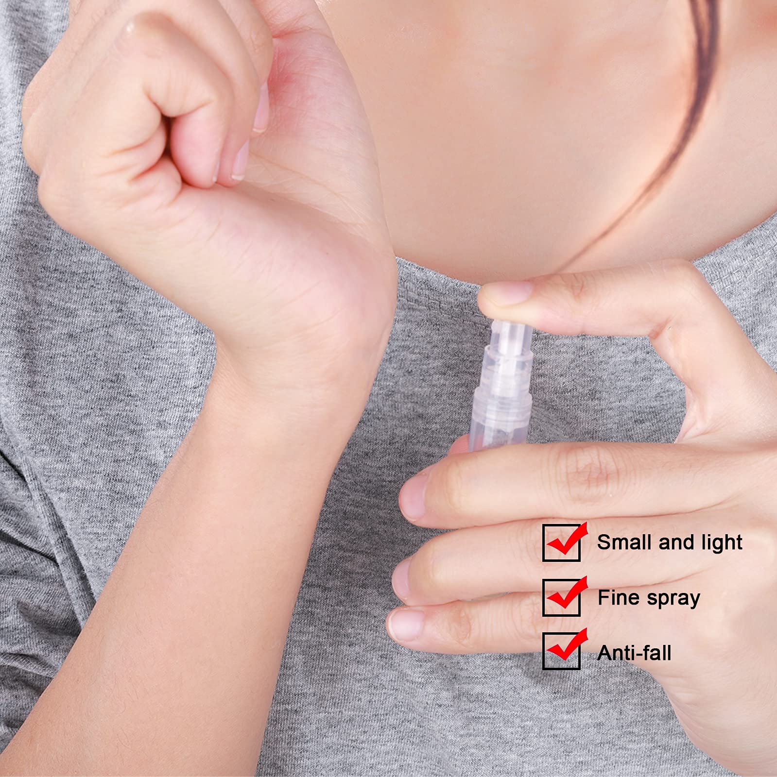 Fandamei 60 Pack 3ml Mini Clear Plastic Spray Bottle Empty Cute Perfume Atomizer for Cleaning  Travel  Essential Oils  Perfume.