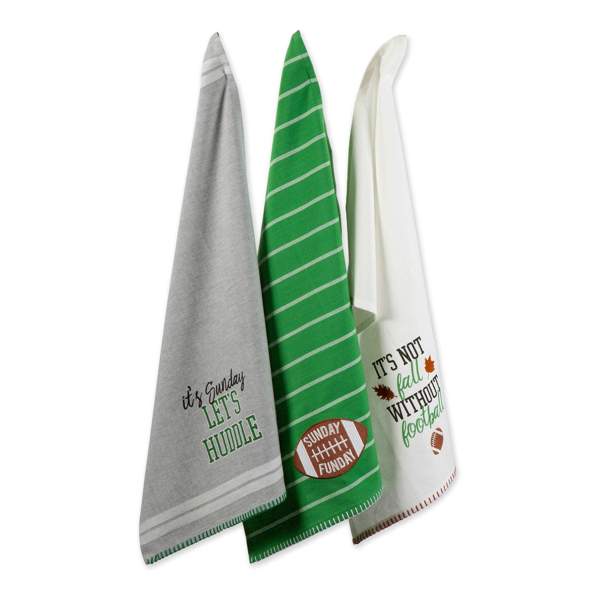 DII Football Decorations for Home & Kitchen Game Day Party D  cor, Dishtowel Set, 18x28, Lets Huddle, 3 Piece