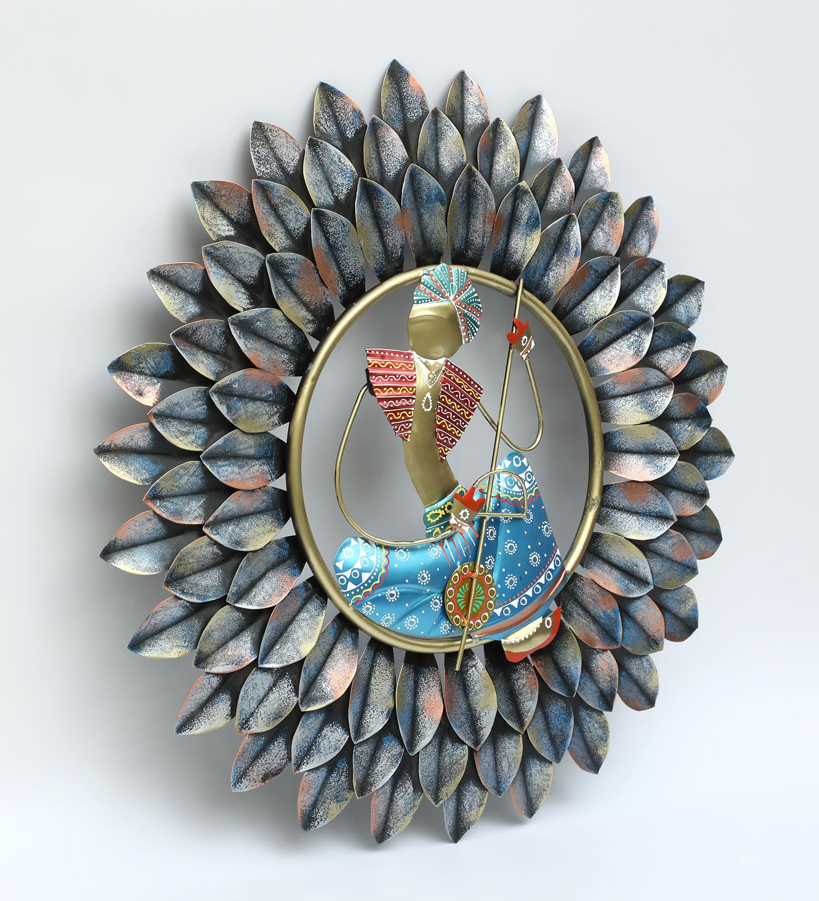Vedas Multicolor Iron Shaurya Musician Sitar Wall Decorative Hanging & Mounted Sculpture Wall Art For Living Room, Office, Home,