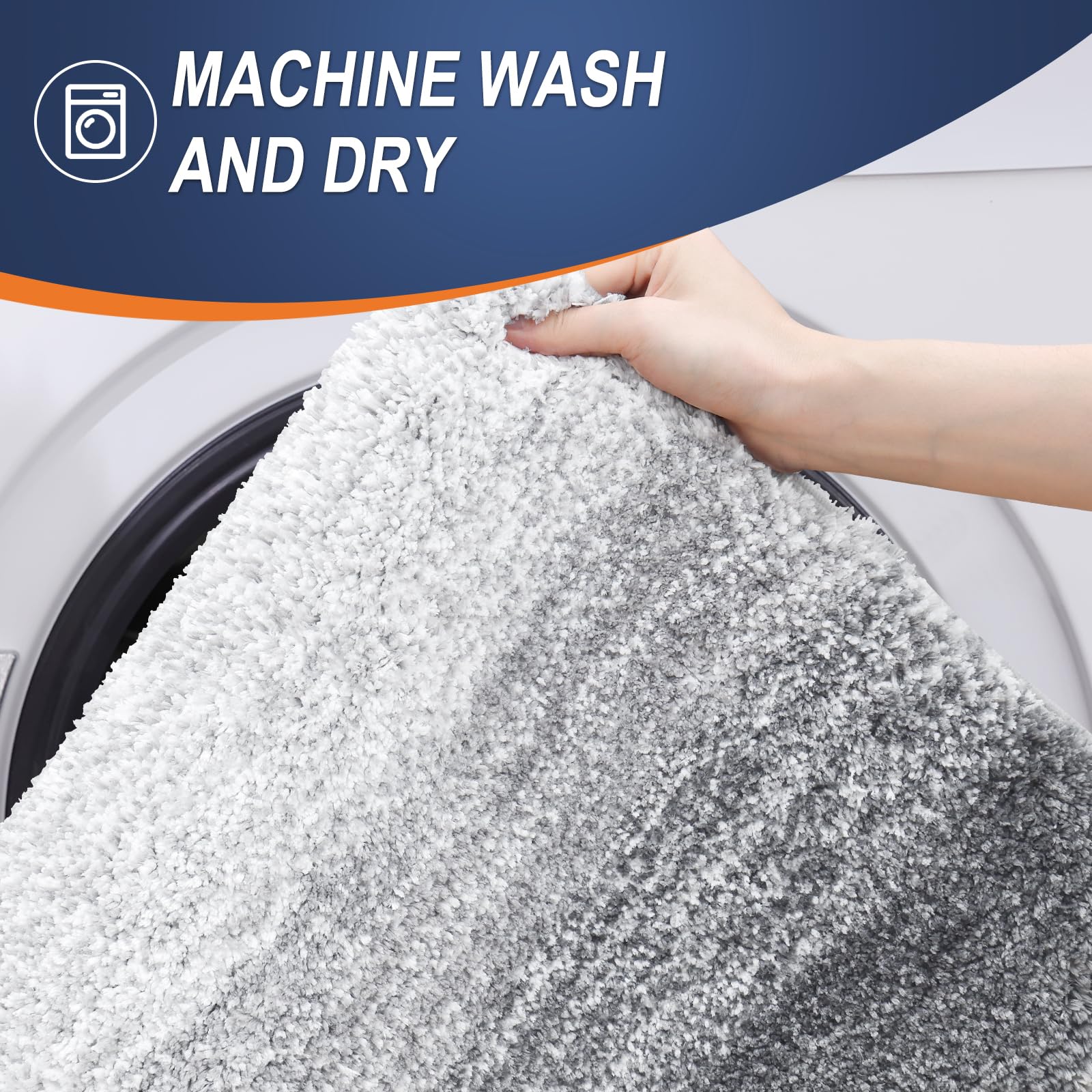 OLANLY Luxury Bathroom Rug Mat 47x24  Extra Soft and Absorbent Microfiber Bath Rug  Non-Slip Plush Shaggy Bath Carpet Runner  Machine Wash Dry  Bath Mat for Bathroom Floor  Tub and Shower  Light Grey