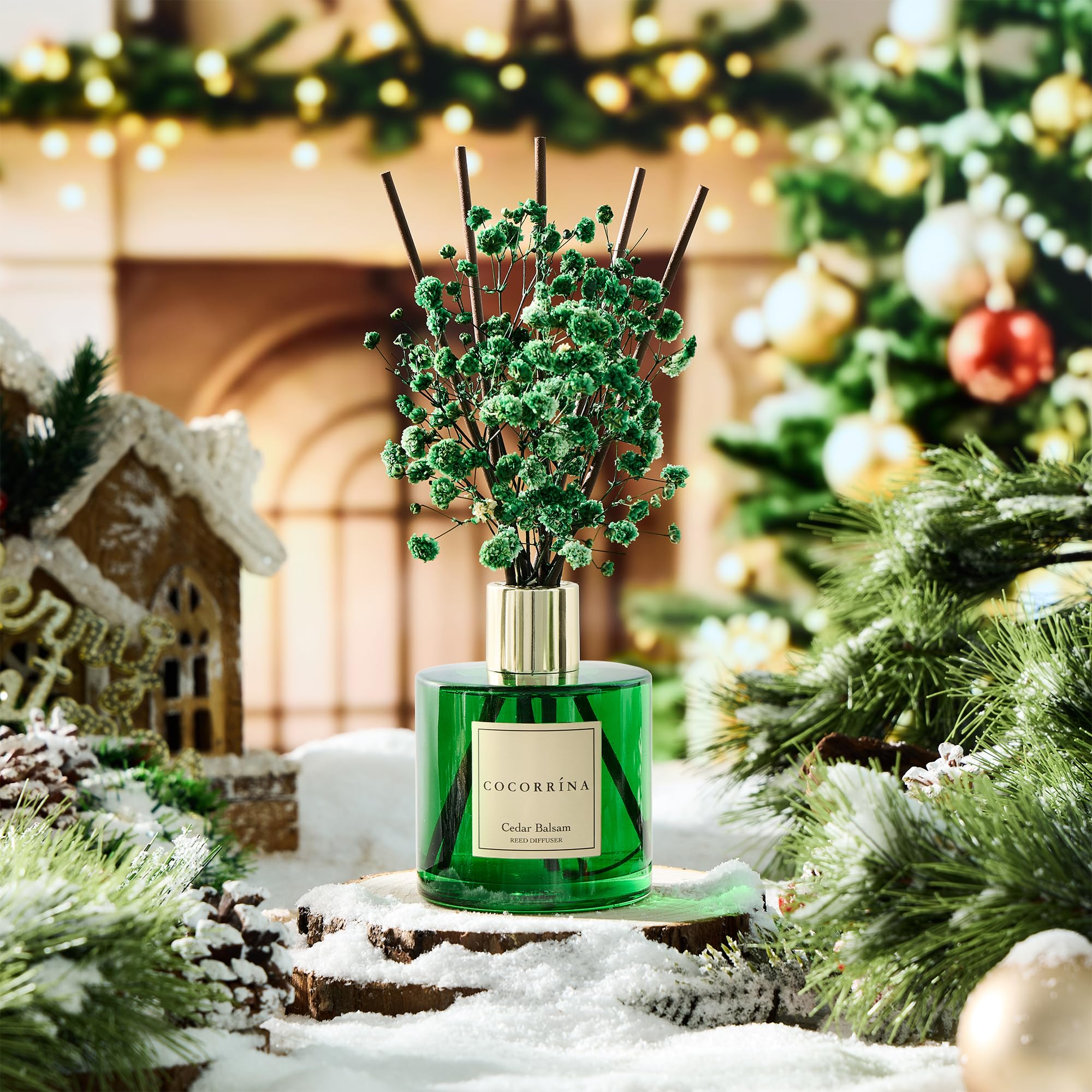 COCORR  NA Reed Diffuser - Cedar Balsam 6.7 fl oz Diffuser with Sticks Bathroom Shelf Decor Christmas Reed Diffuser