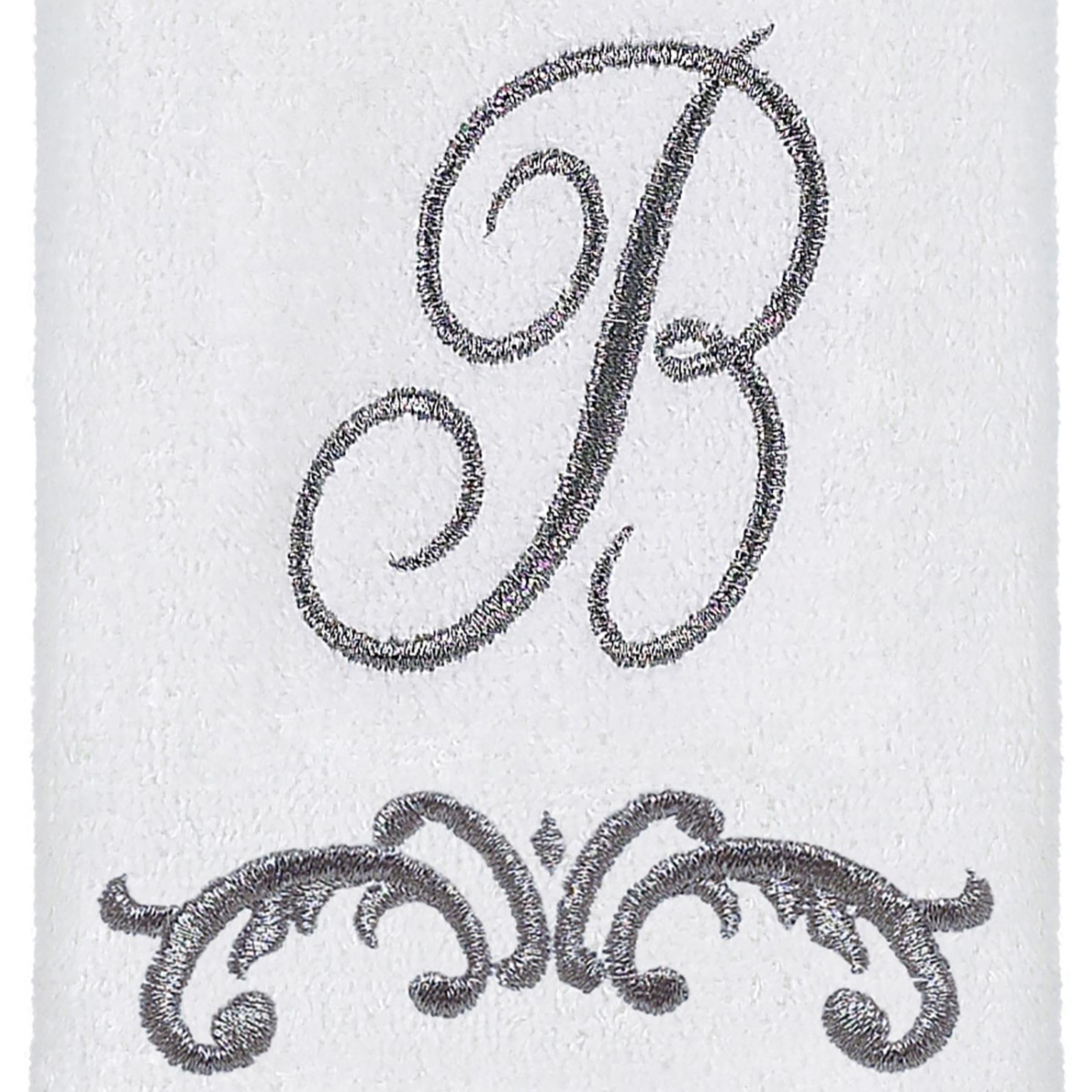 Avanti Linens - Fingertip Towel, Soft & Absorbent Cotton Towel, R-Scroll, Cursive Style Decor (Monogram Collection, Initial B)