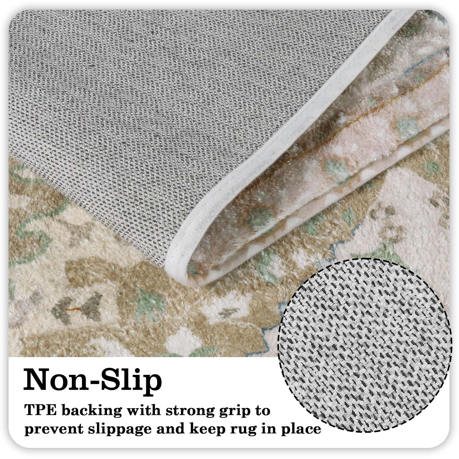 Uphome Retro Bath Mat Khaki Non-Slip Soft Bathroom Rug Boho Farmhouse Machine Washable Bathroom Mats Traditional Oriental Tribal