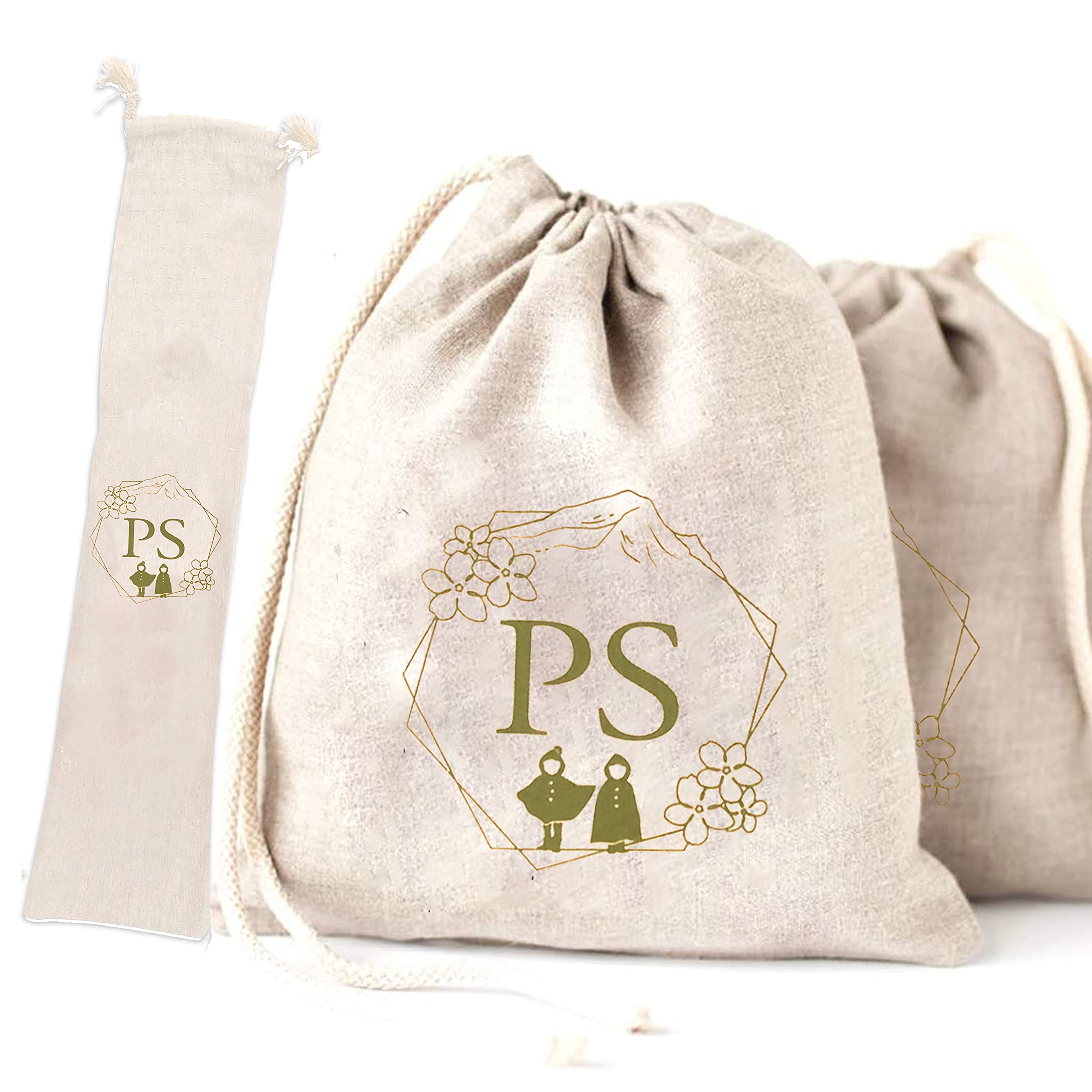 Phlox Systems (Ps) Home Set Of Two Handmade Bread Bags, Drawstring Cotton Bread Bag, Reusable Bread Bag, Homemade Bread Bags, Ba
