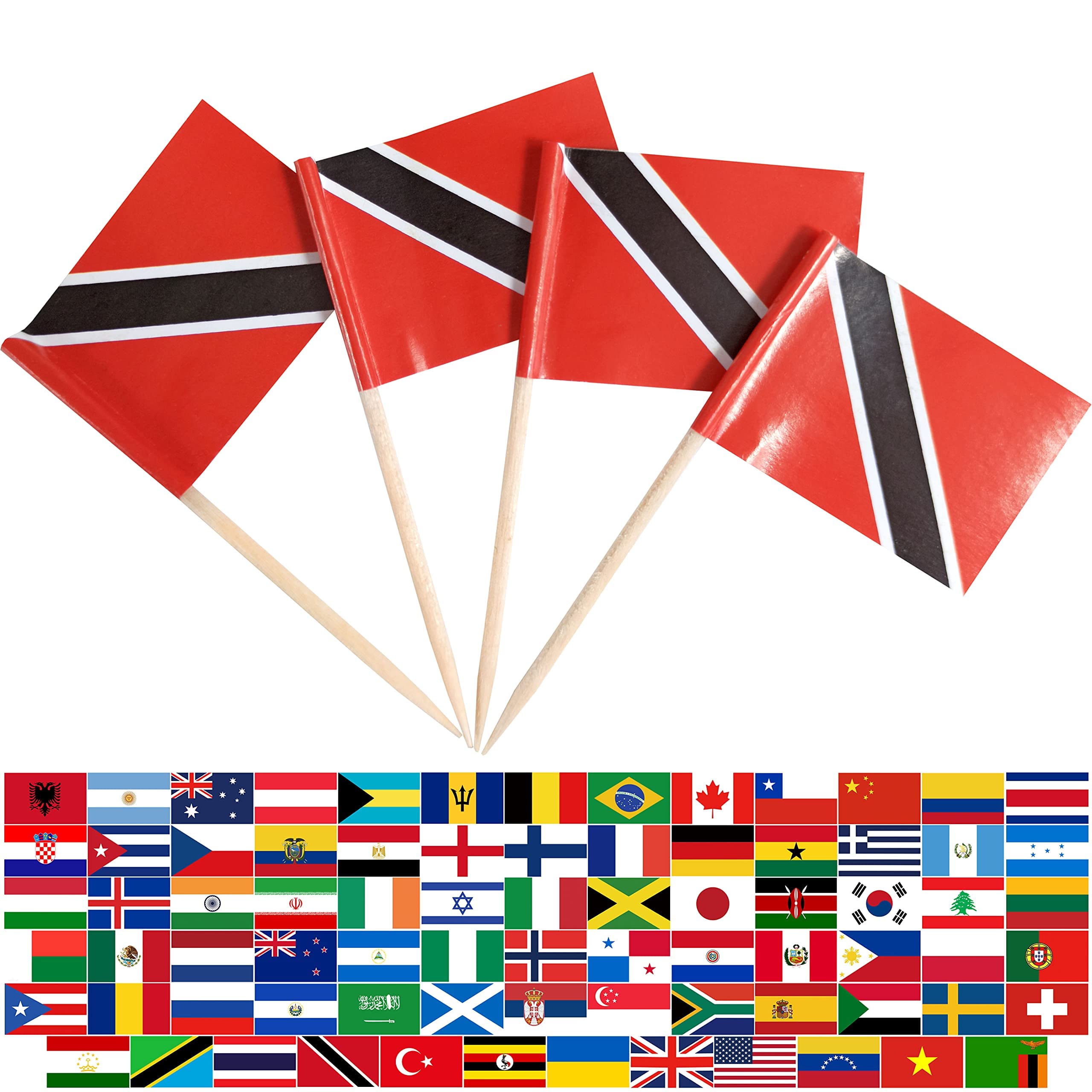 Jbcd Trinidad And Tobago Toothpick Flag Mini Small Cupcake Topper Flags, 100 Pcs