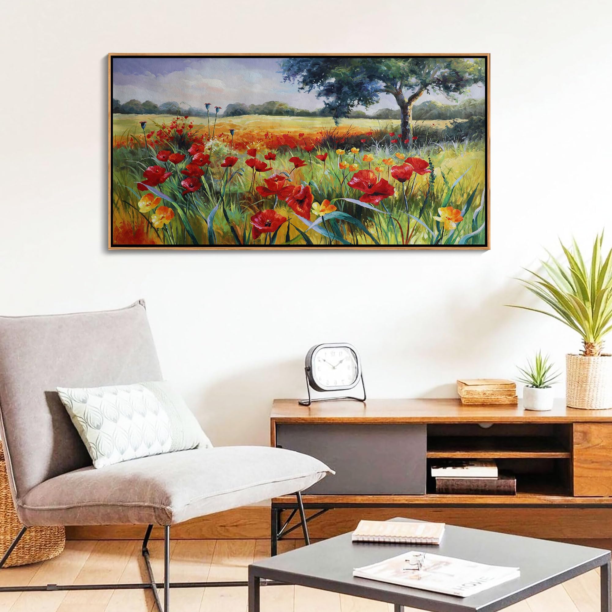 Wall Art For Living Room Wall Decor Large Wall Art Green Tree Red And Yellow Canvas Wall Art Bedroom Canvas Wall Art Framed Wall