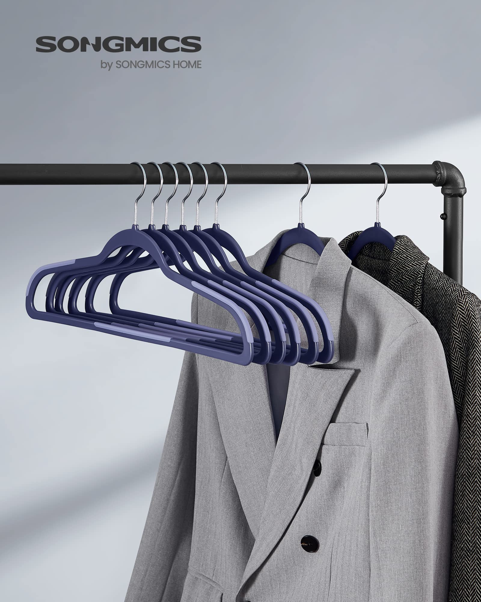 SONGMICS Clothes Hangers  Pack of 50 Plastic Coat Hangers  Non-Slip  Space-Saving  0.2 Inches Thick  17.7 Inches Long  360