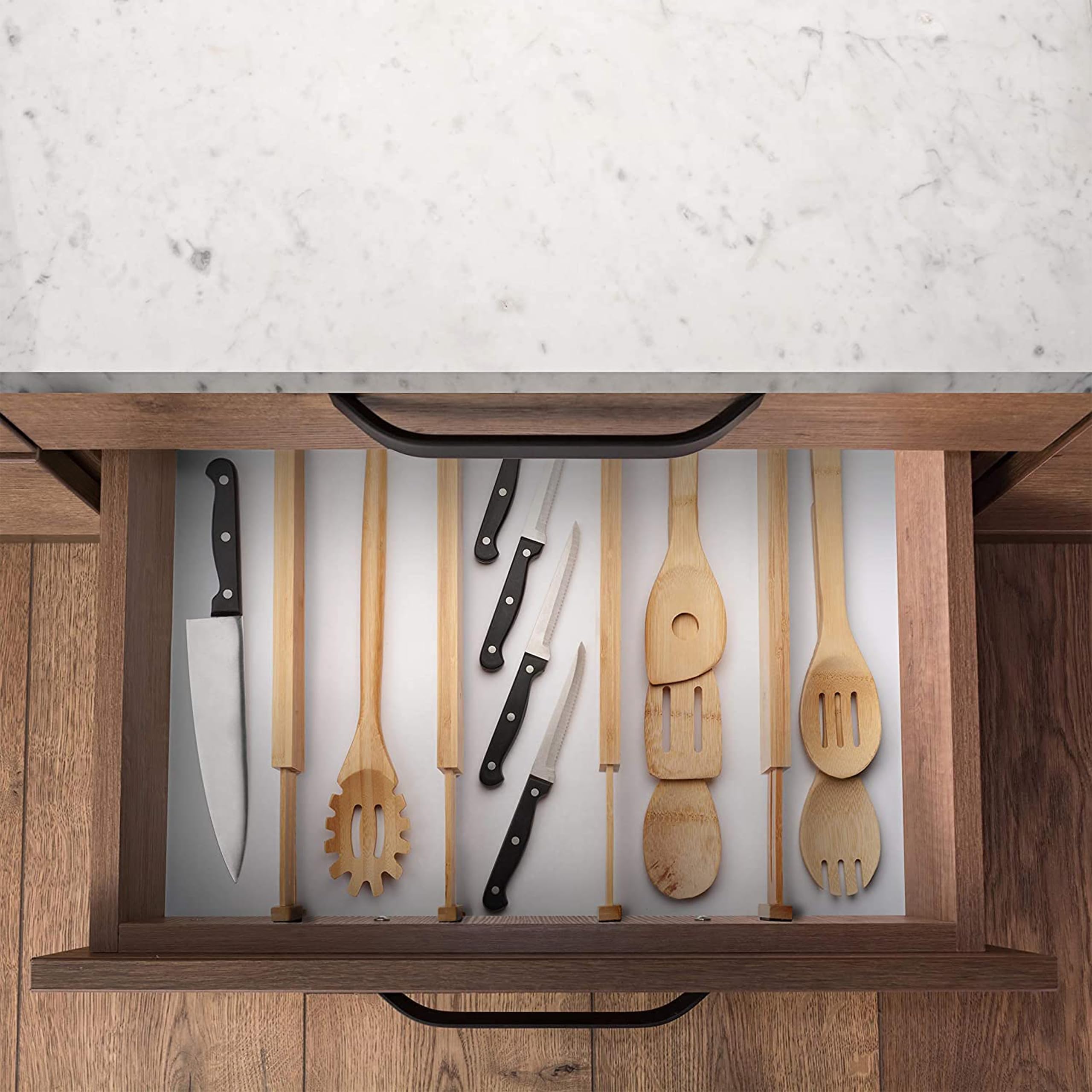 Homemaid Living Bamboo Drawer Dividers Adjustable & Expandable, Kitchen Drawer Organizer, Ideal for Silverware Drawer Organizer,
