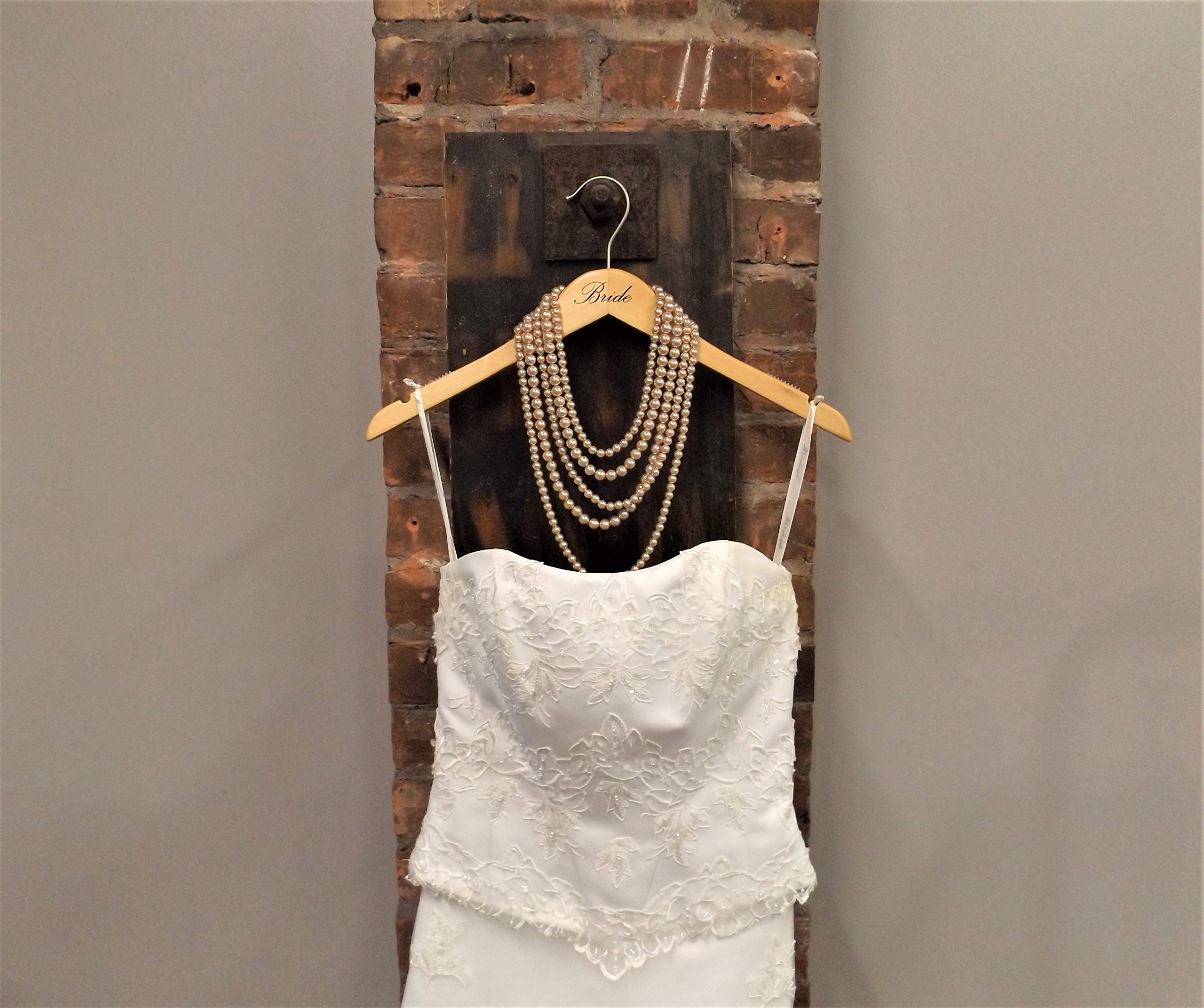 Nahanco B20017 Bridal Hanger, Natural Wood Hanger With Black Imprint (Bride), 17    (1 Piece)
