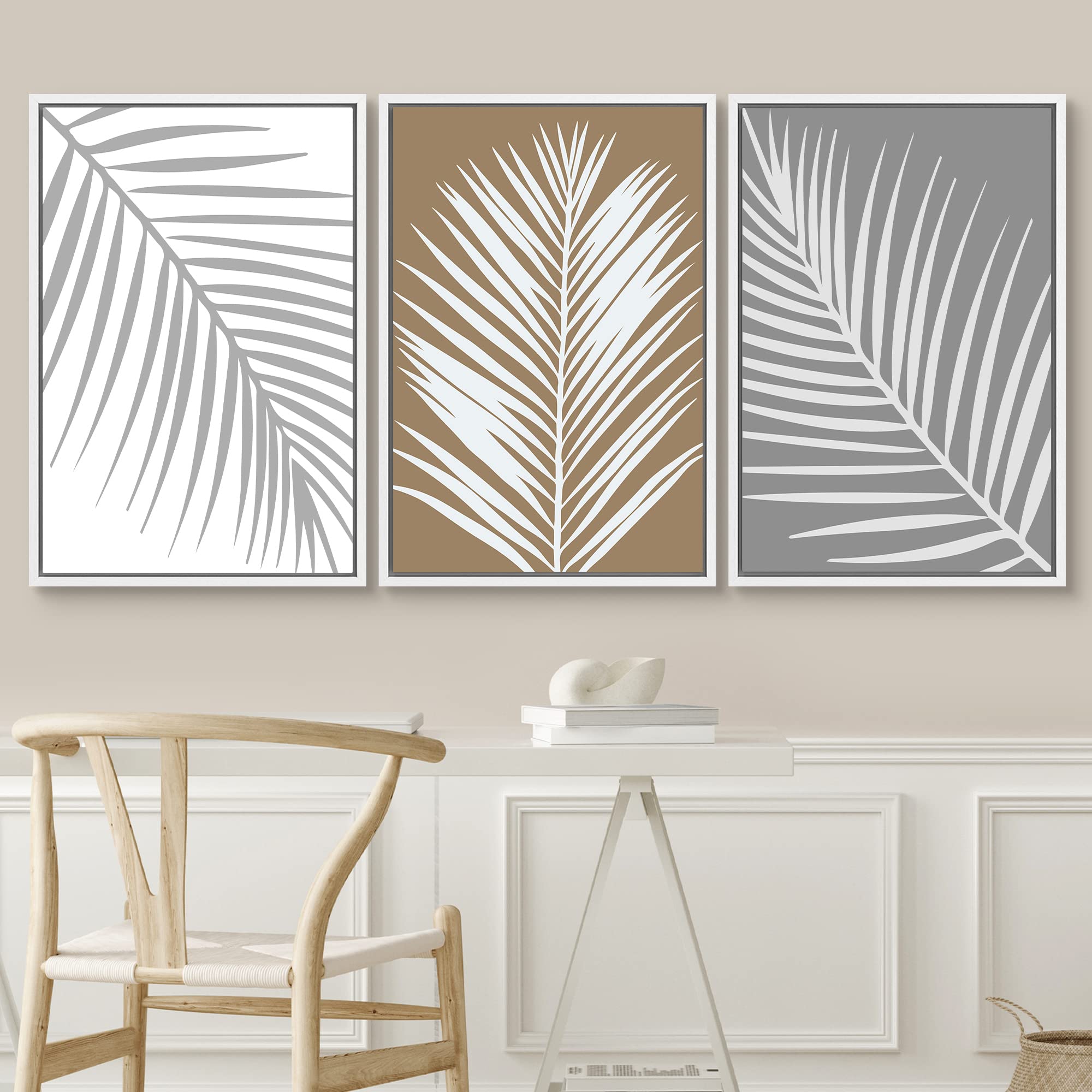 Signwin Framed Canvas Print Wall Art Set Minimal Tropical Palm Leaf Variety Nature Floral Illustrations Modern Art Decorative Ch