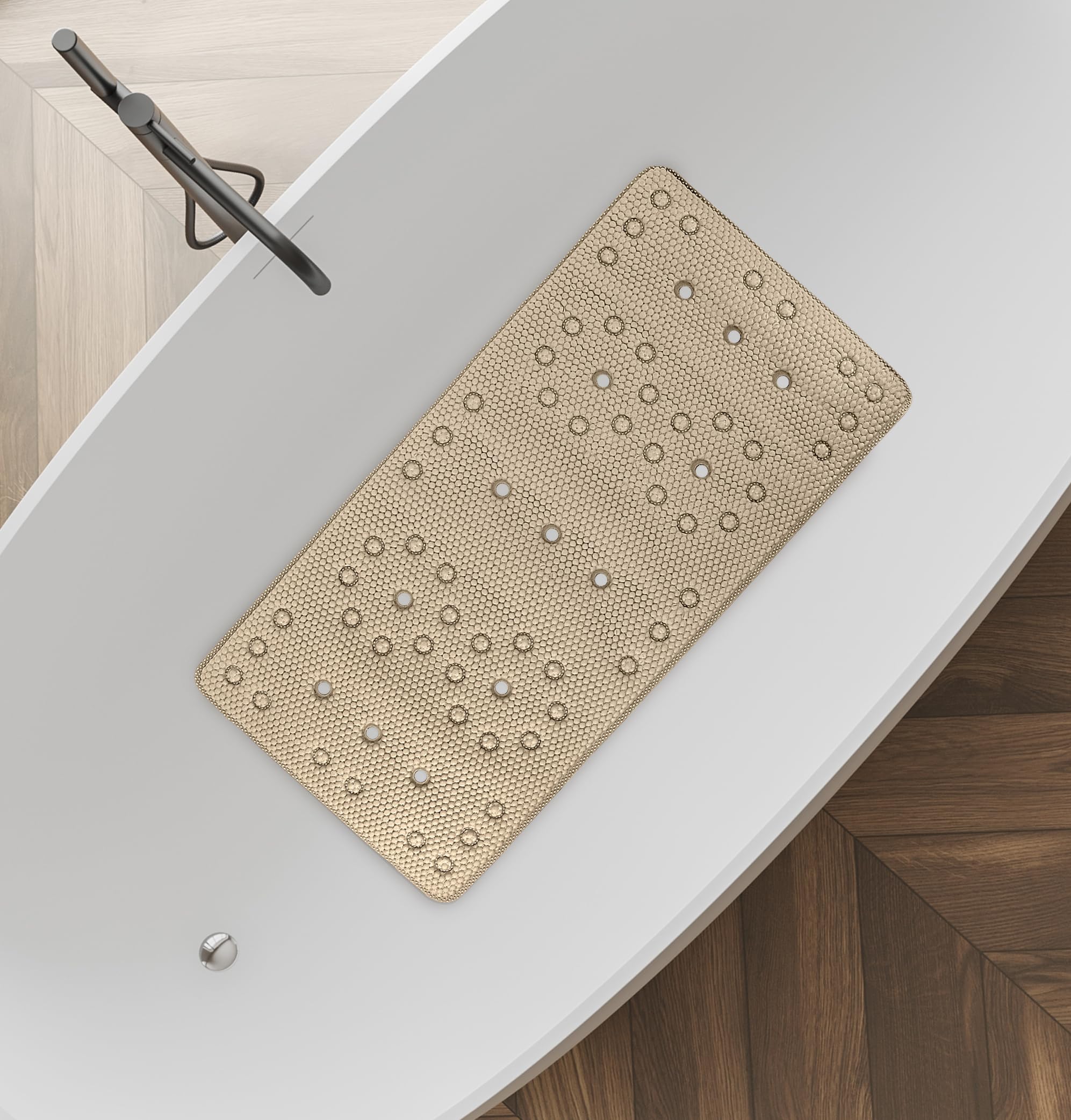 Splash Home Deluxe Softee Bathtub Mat, Non-Slip Extra-Long Shower Mat With 58 Suction Cups And Drain Holes Bath Mat For Tub, 36