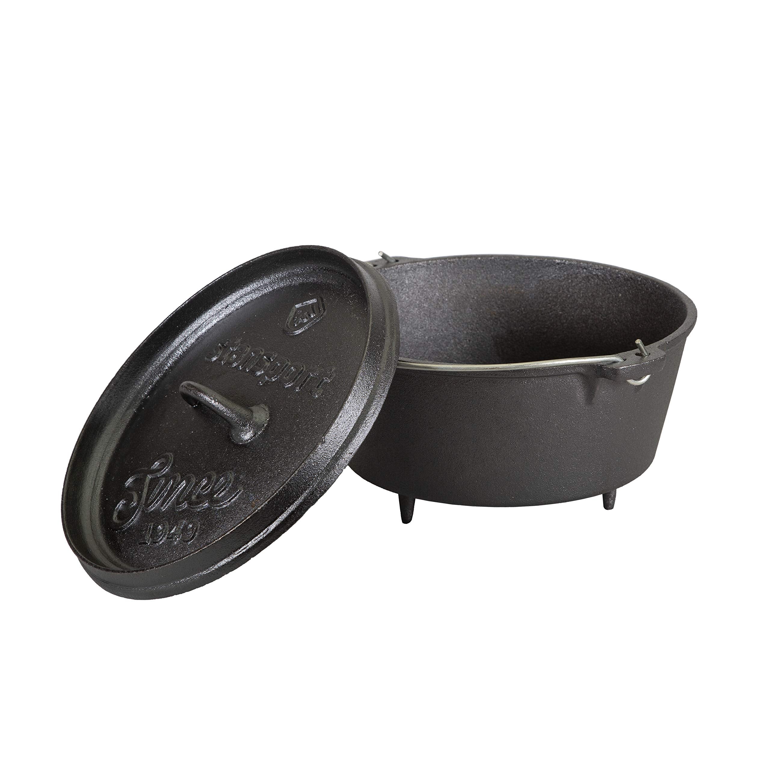 Stansport 4 Qt Pre-Seasoned Cast Iron Dutch Oven With Legs (16021), Dark Grey