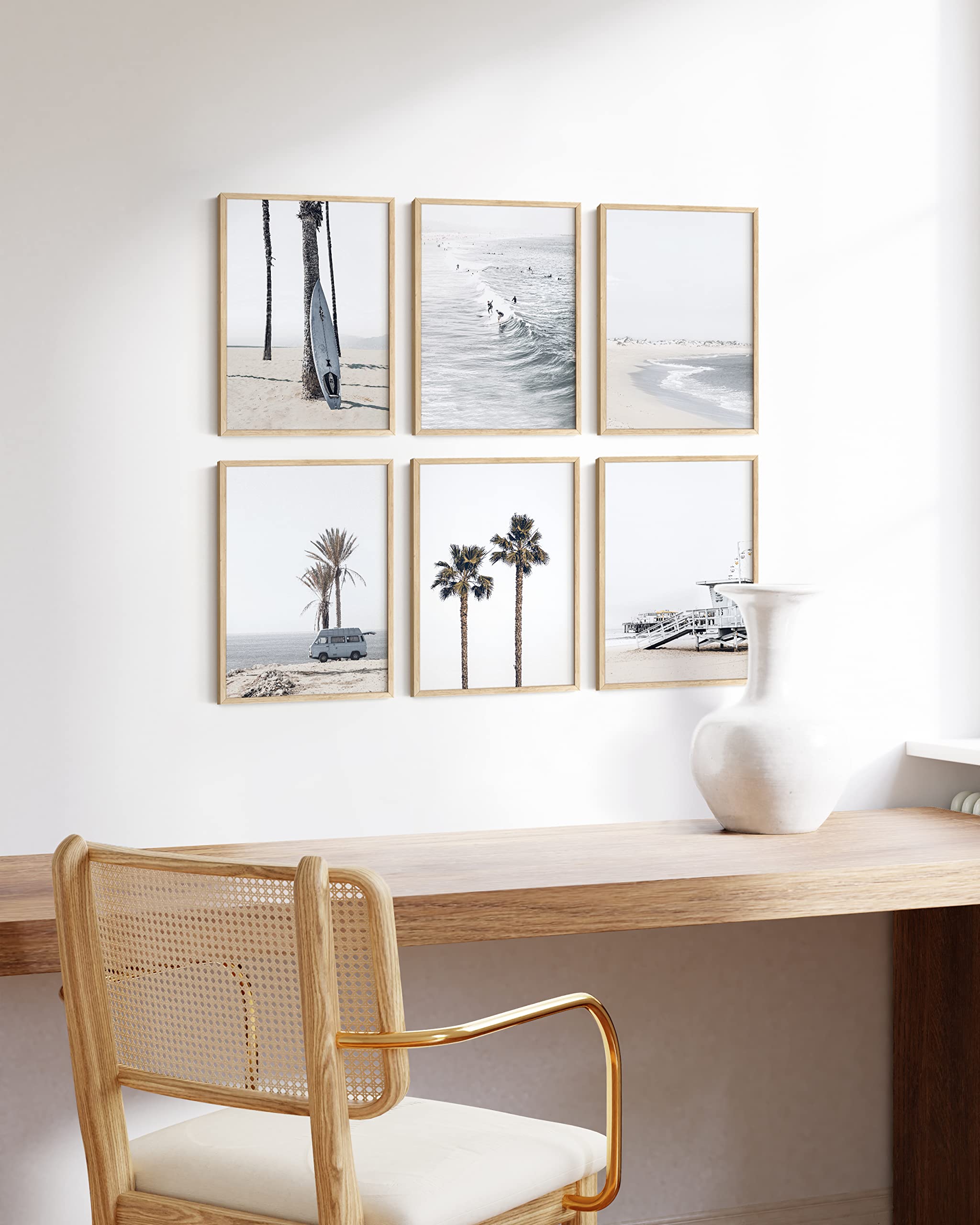 Haus And Hues Beach Posters And Beach Wall Decor - Set Of 6 Beach Art Prints, Black And White Beach Pictures Wall Art, Beach Art