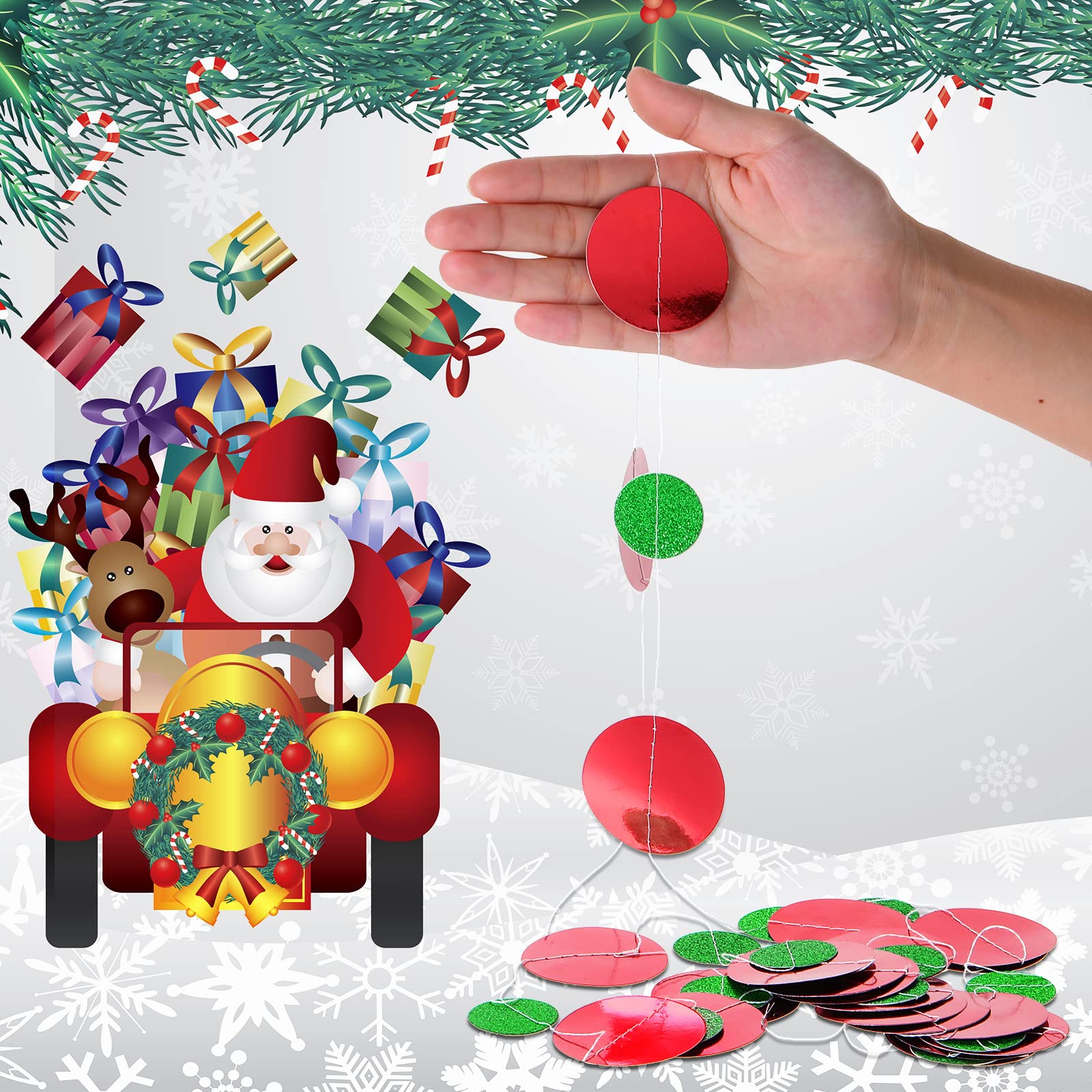 Outus 10 Pieces Round Dots Hanging Garland Each Length 13.1Ft Paper Round Garland Streamers Backdrop Decoration For Party Birthd