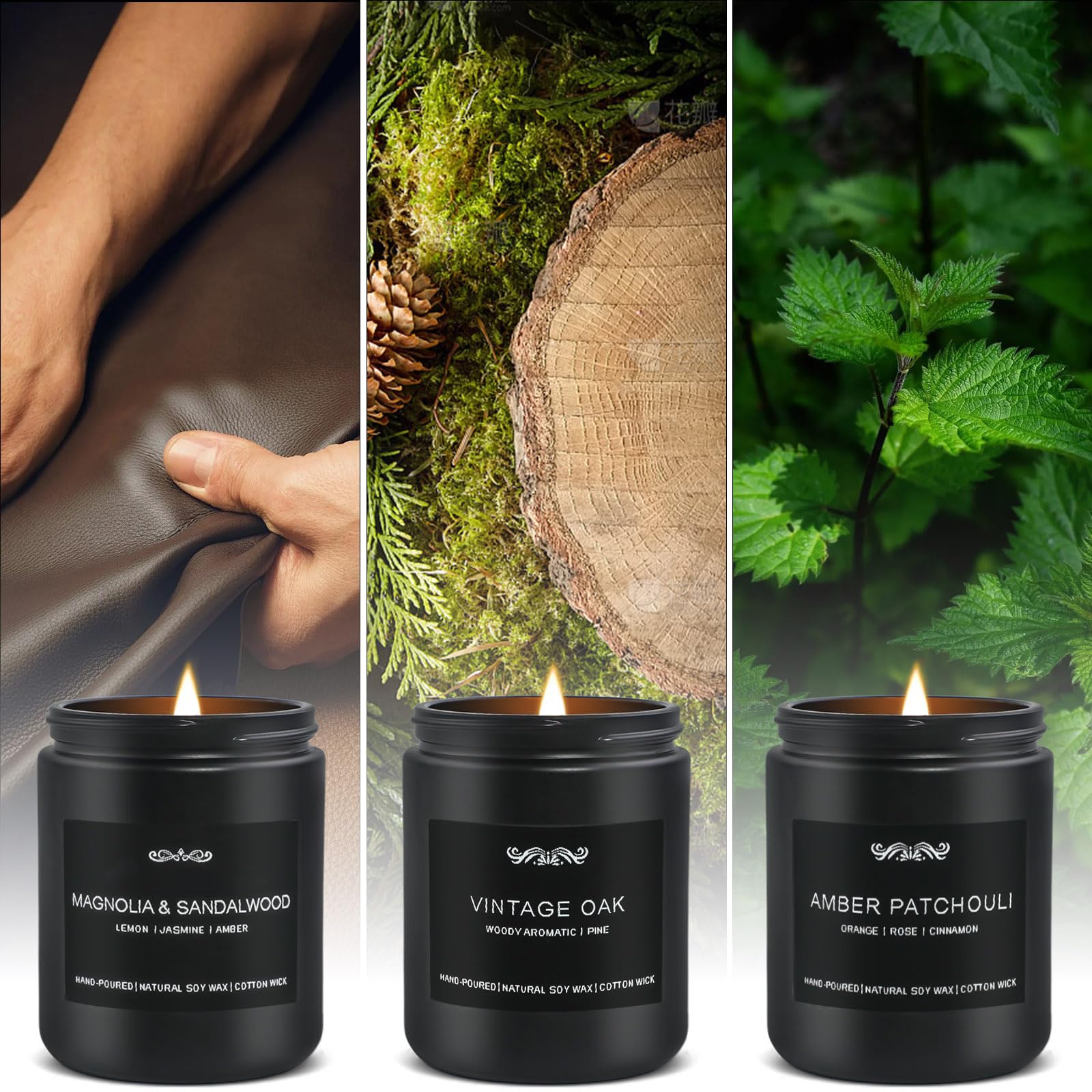 6 Pack Candles for Home Scented Aromatherapy Candles Gifts Set for Men, Men Candle Set, 42 oz 300 Hour Long Lasting Candles, Val