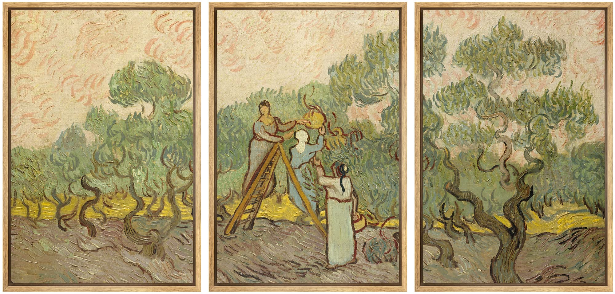 Wall26 Framed Canvas Print Wall Art Set Women Picking Olives By Vincent Van Gogh Nature Wilderness Illustrations Fine Art Relax/