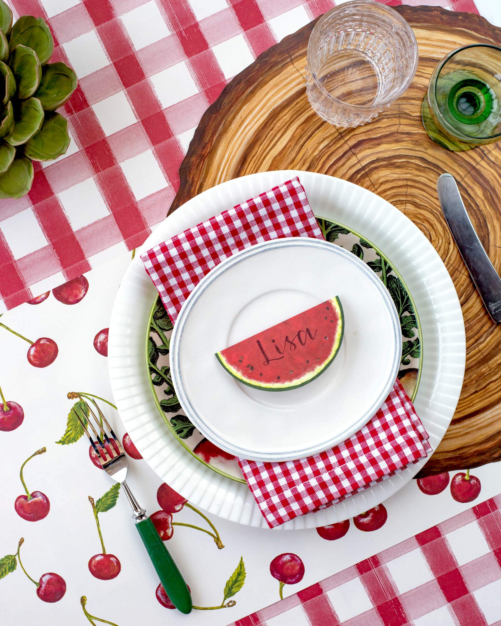 Hester And Cook Die-Cut Wood Slice Paper Placemat