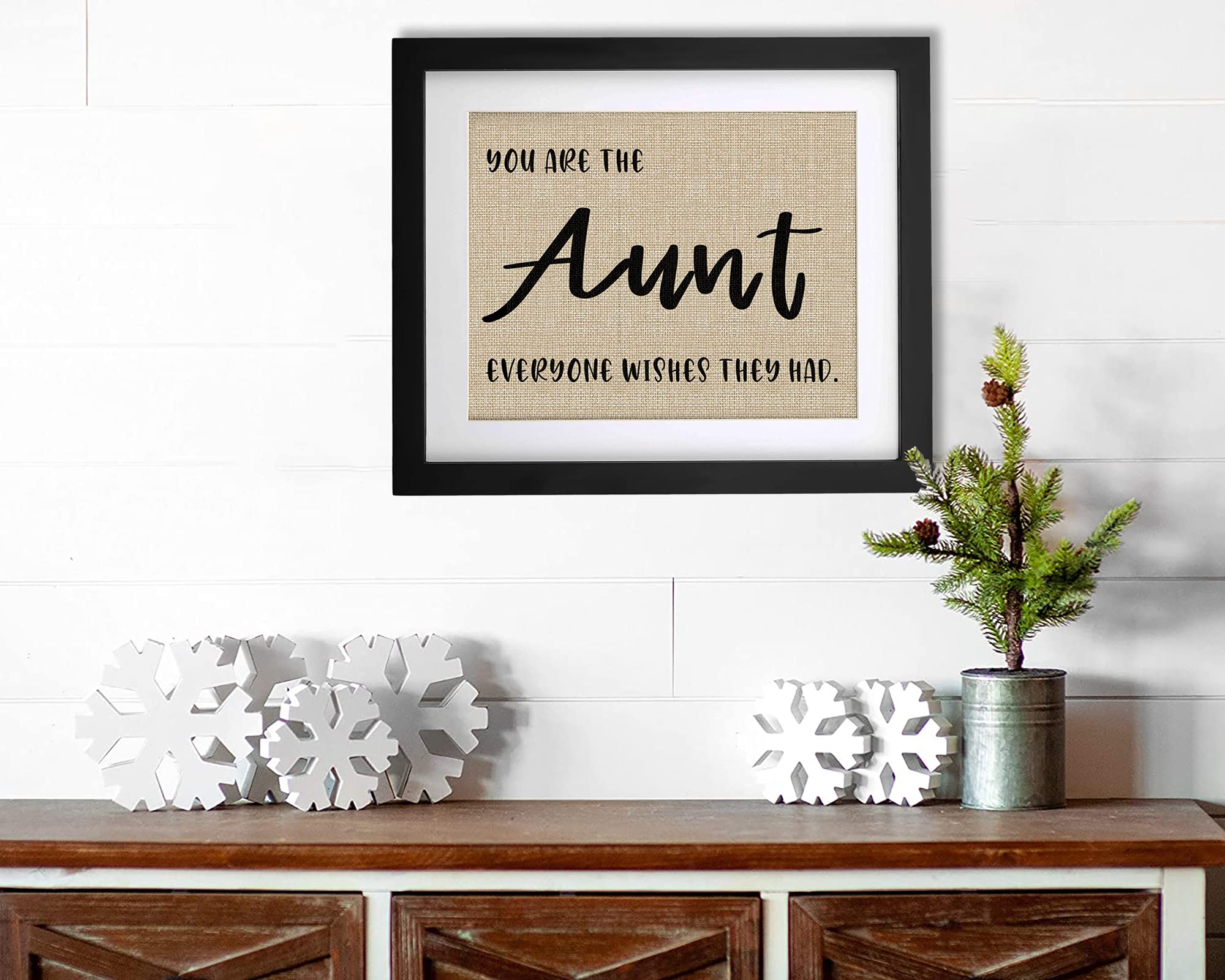 Framed Burlap Print Gifts For Aunt From Niece, Nephew - Aunt Birthday Gifts For Aunt Mother'S Day, Christmas