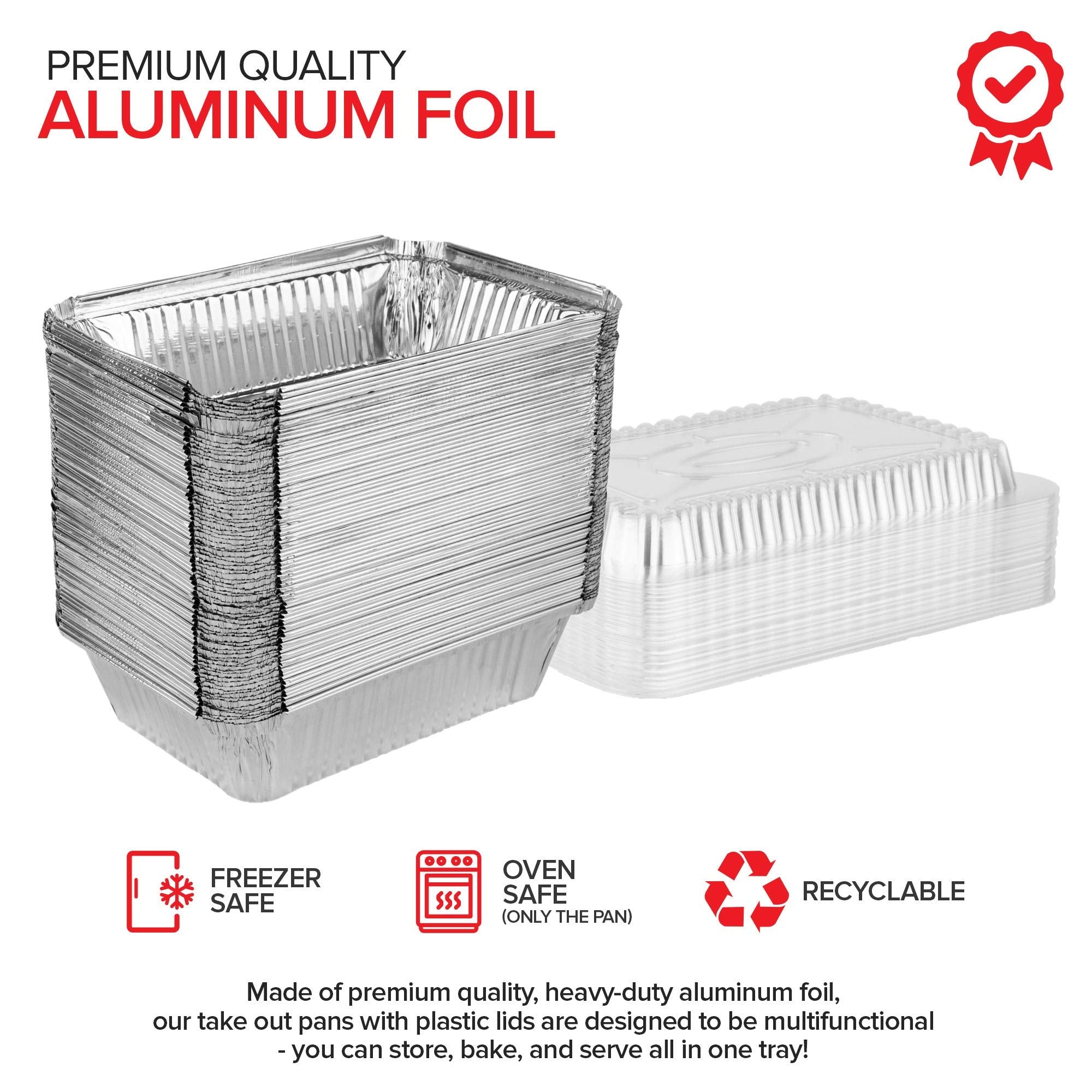 Stock Your Home 2 Lb Small Aluminum Pans With Lids (100 Pack) Foil Pan  Clear Plastic Lid, Disposable Cookware, Takeout Trays Wi
