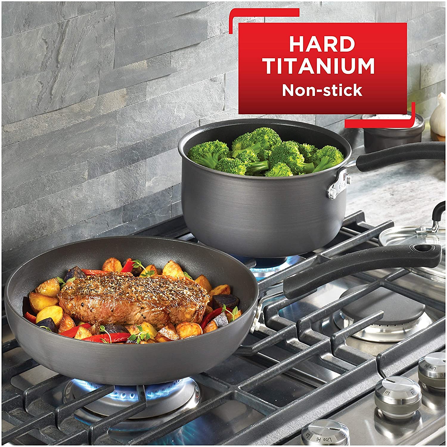T-Fal Ultimate Hard Anodized Nonstick Fry Pan Set 2 Piece, 8, 10 Inch, Oven Broiler Safe 400F, Kitchen, Cookware, Pots And Pans