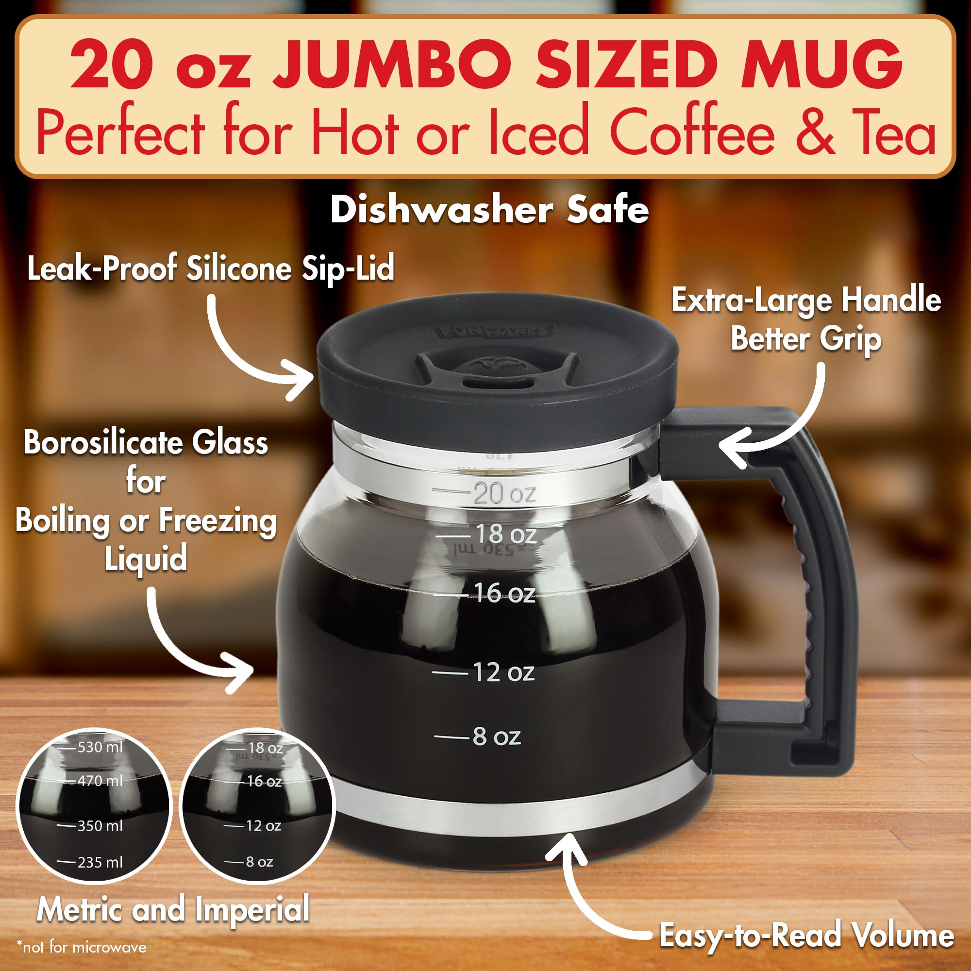Funwares Original 20 Oz Cupa Joe Jumbo Big Mug For Home, Office, And Car, Unique Coffee Mug That Everyone Will Talk About, Perfe