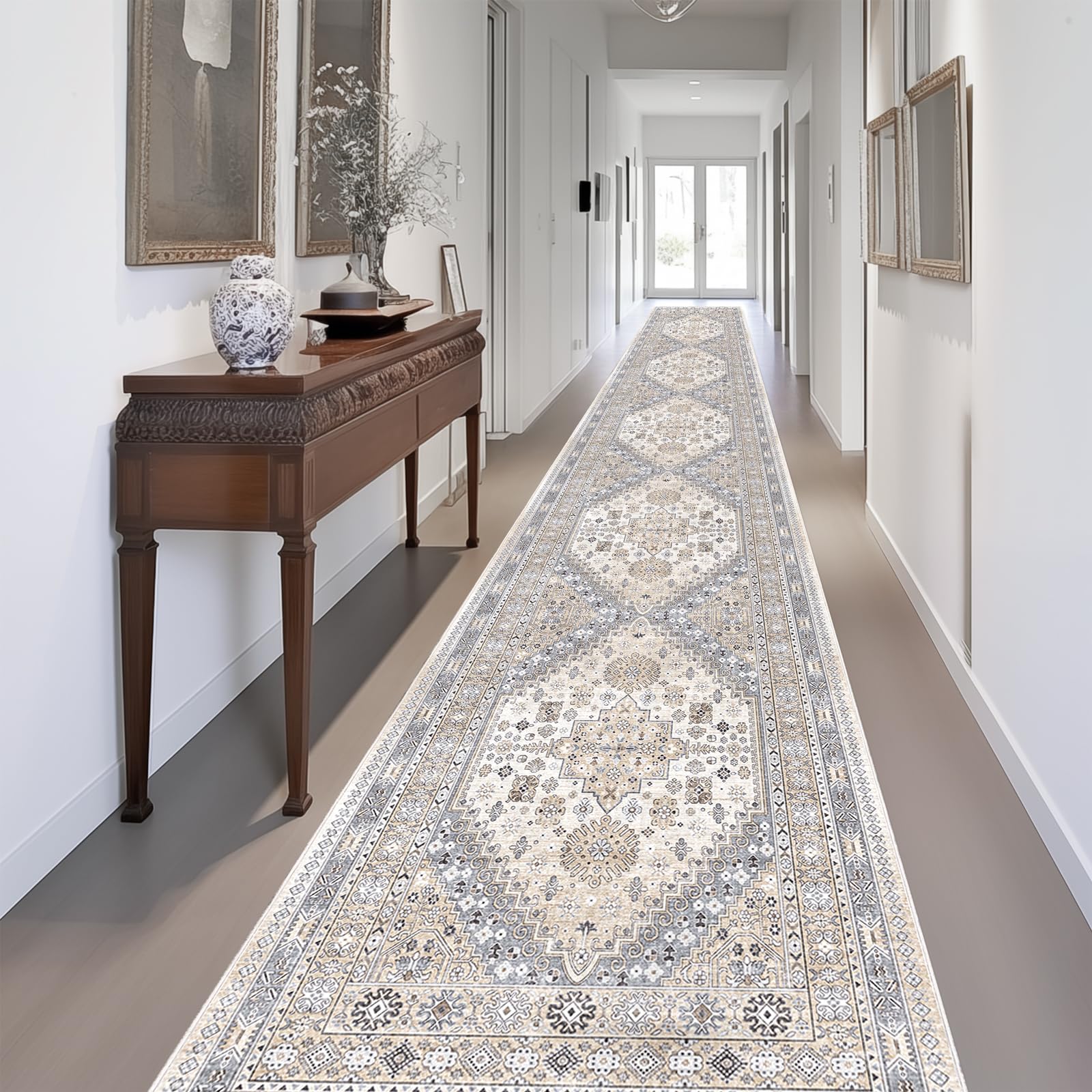 zesthome Washable Runner Rug 2.5x14 - Stain Resistant Entryway Rug,Ultra-Thin Kitchen Rugs, Anti Slip Backing Runner Rugs for En