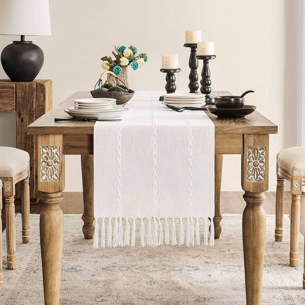 Rustic Modern Table Runner Zeemart Farmhouse Table Runner, Rustic Table Runners 108 Inches Long ...