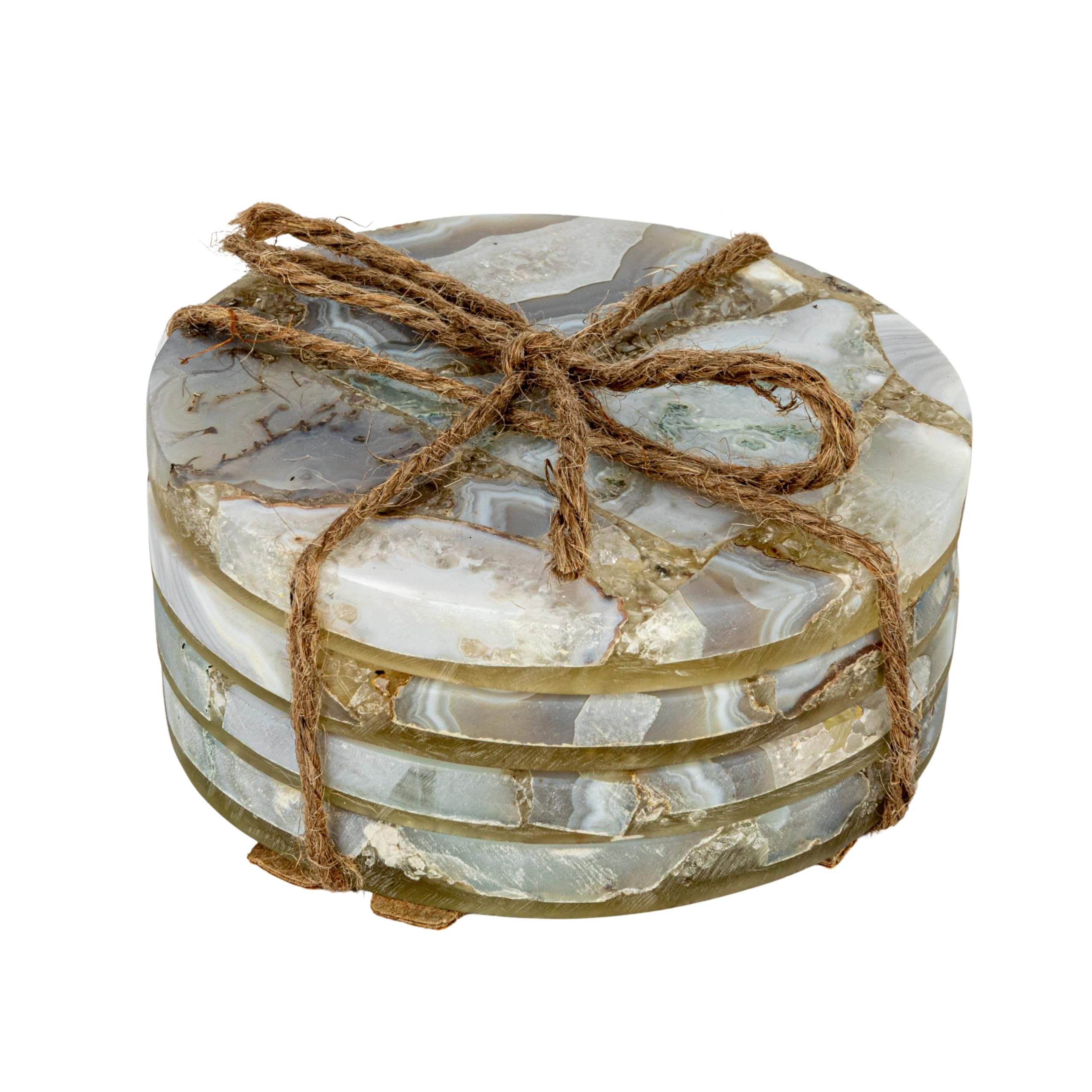 Creative Co-Op Round Agate Coasters, Multicolor, Set of 4