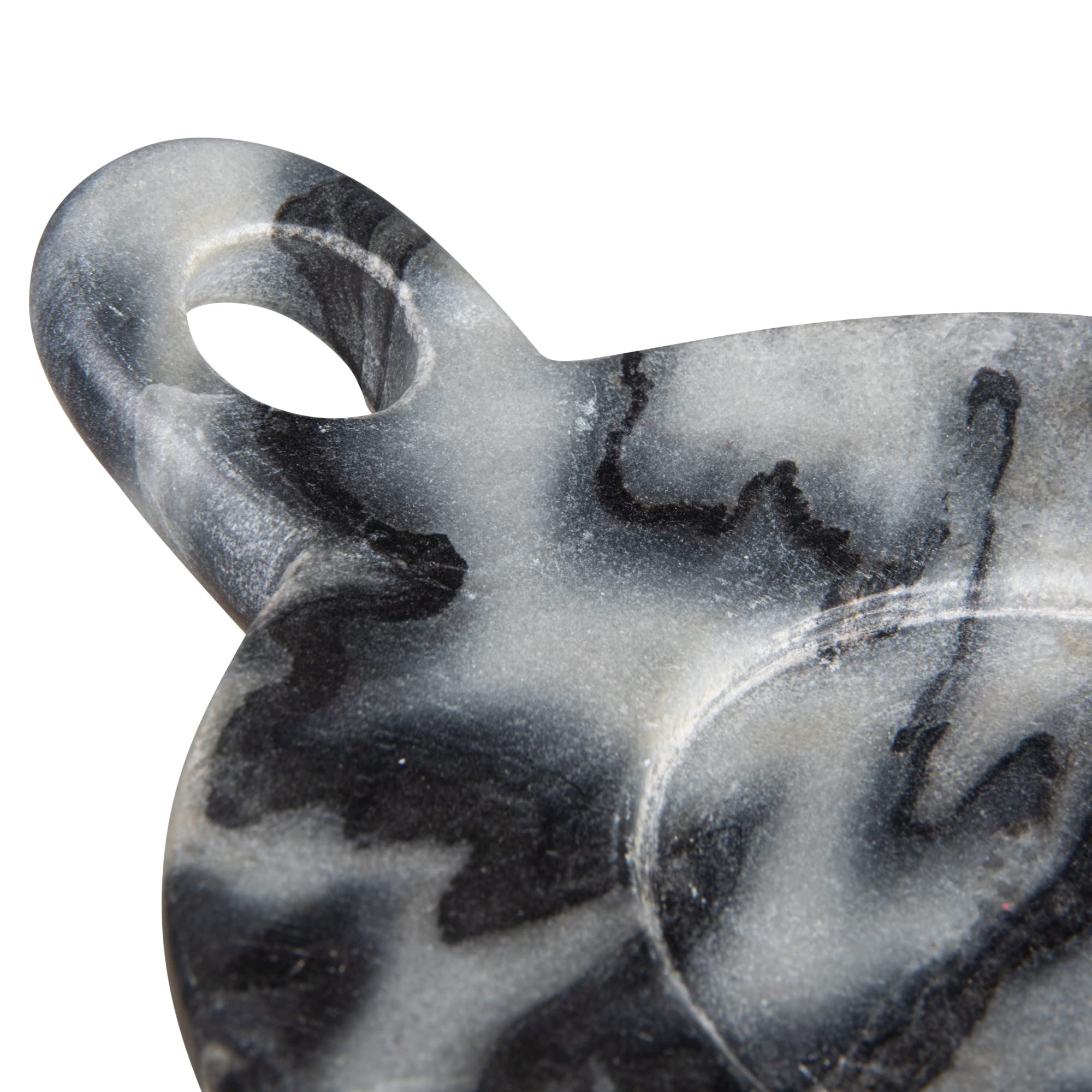 Creative Co-Op Hand-Carved Marble Handle, Grey Dish, 6''