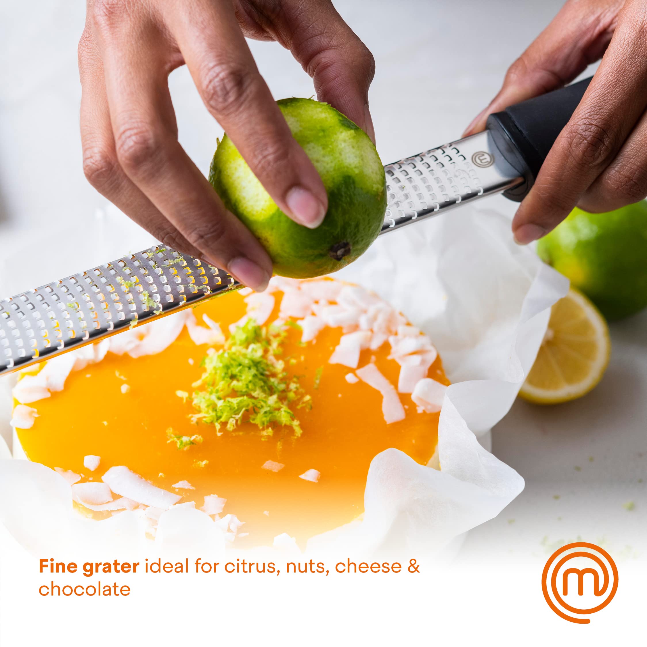 Masterchef Lemon Zester Grater With Handle, Kitchen Tool For Zesting Citrus Fruits & Finely Grating Parmesan Cheese, Garlic, Gin