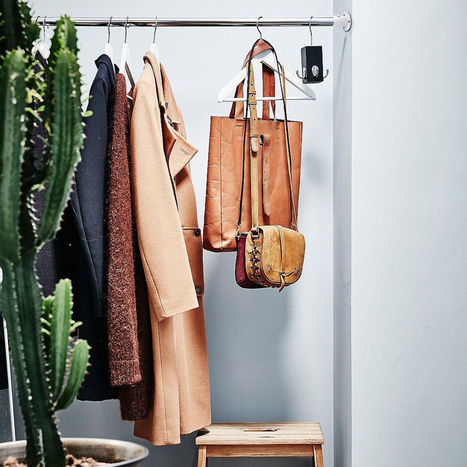 Shonmogar Closet Rod Bracket 6 Pack Heavy Duty Closet Rod Holders With Screws,Stainless Steel Closet Rod End Support Bracket For