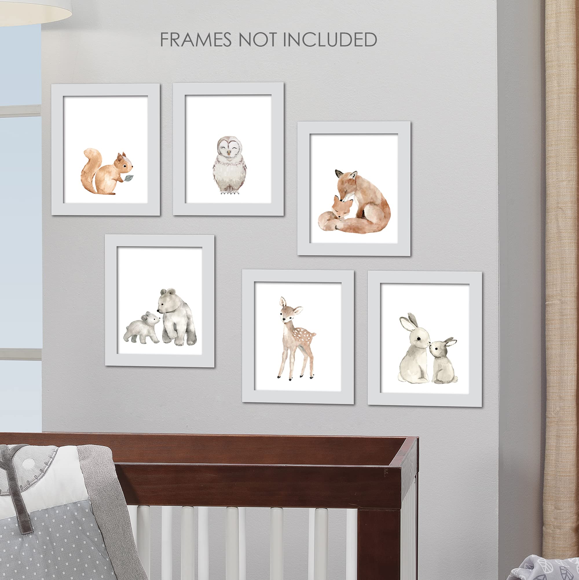 Lambs & Ivy Watercolor Woodland Animals 6-Piece Unframed Nursery Wall Art Decor