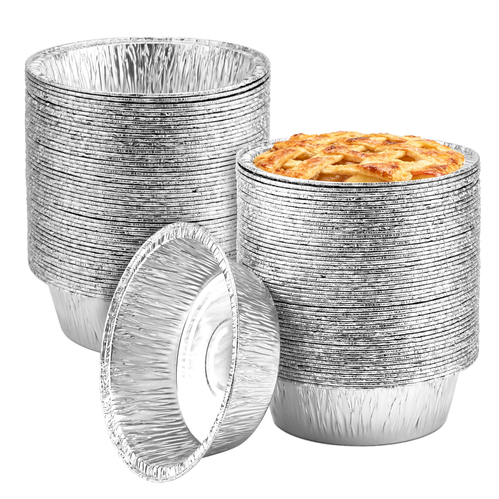 Oopsu 100 Pack 5 Round Tart Pie Foil Pans Disposable Aluminum Foil Tart & Pie Tins for Baking,Cooking,Storage or Reheating
