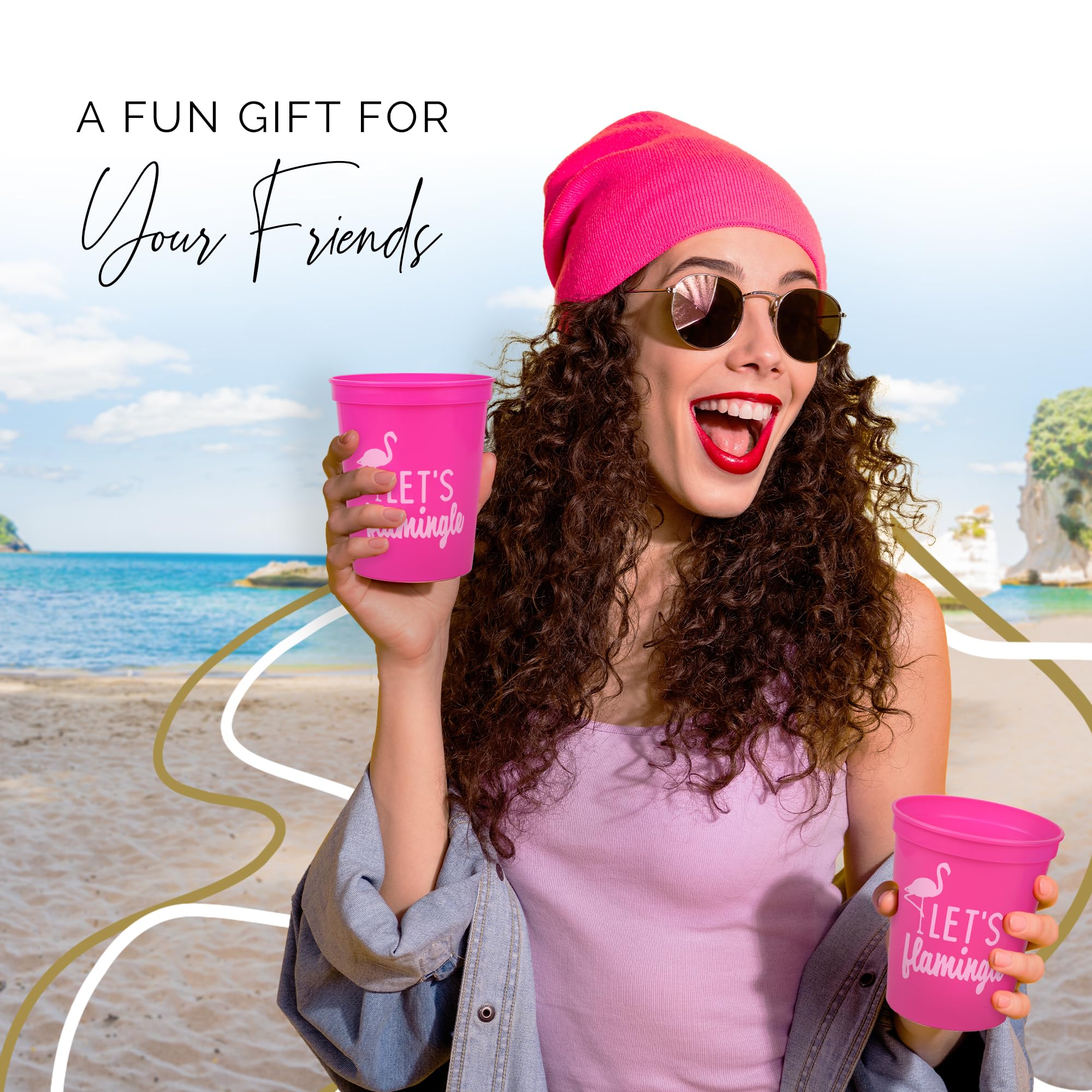 Let'S Flamingle! Set Of 12 Pink Or White 16Oz Stadium Cups, Flamingo Party Supplies Perfect For Birthday Party, Bachelorette Par