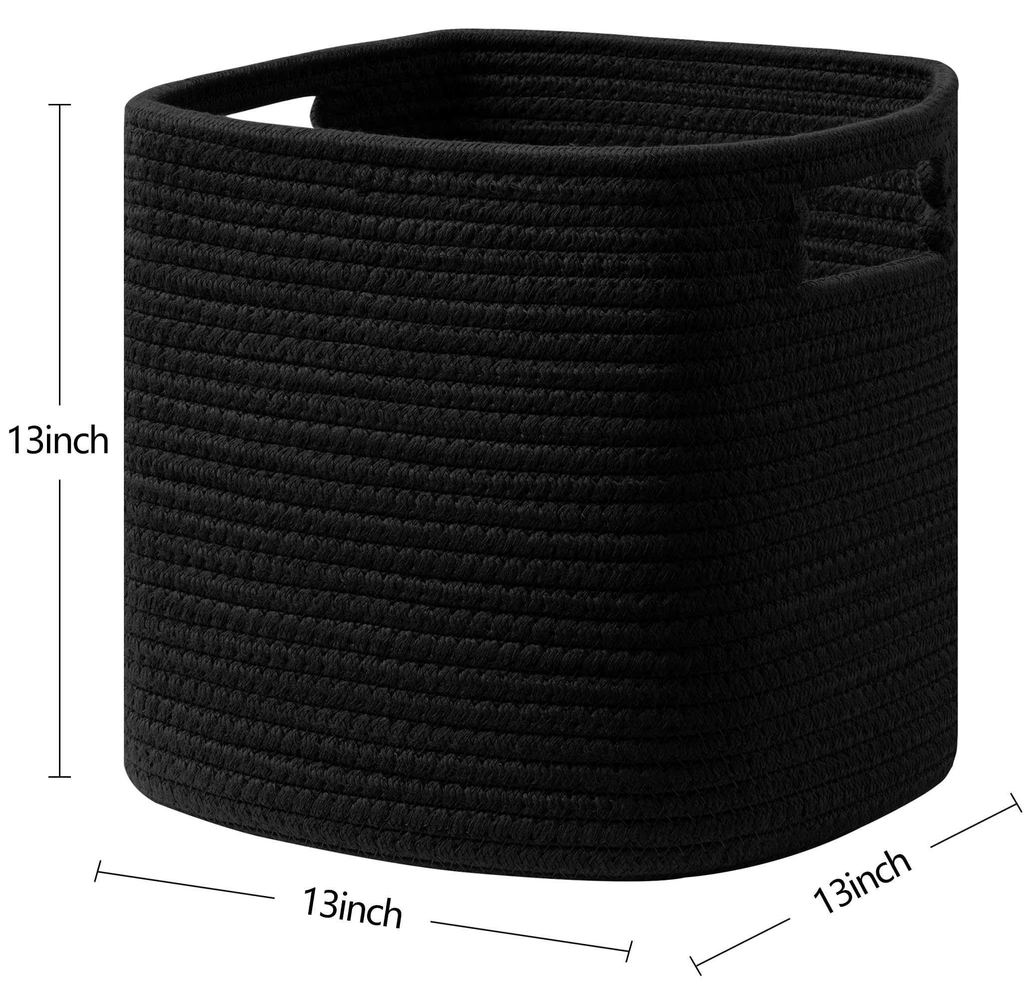Ubbcare Set Of 3 Cotton Rope Basket 13 X 13 X 13 Inches, Woven Storage Baskets For Shelves, Organizing With Handles, Cube Storag