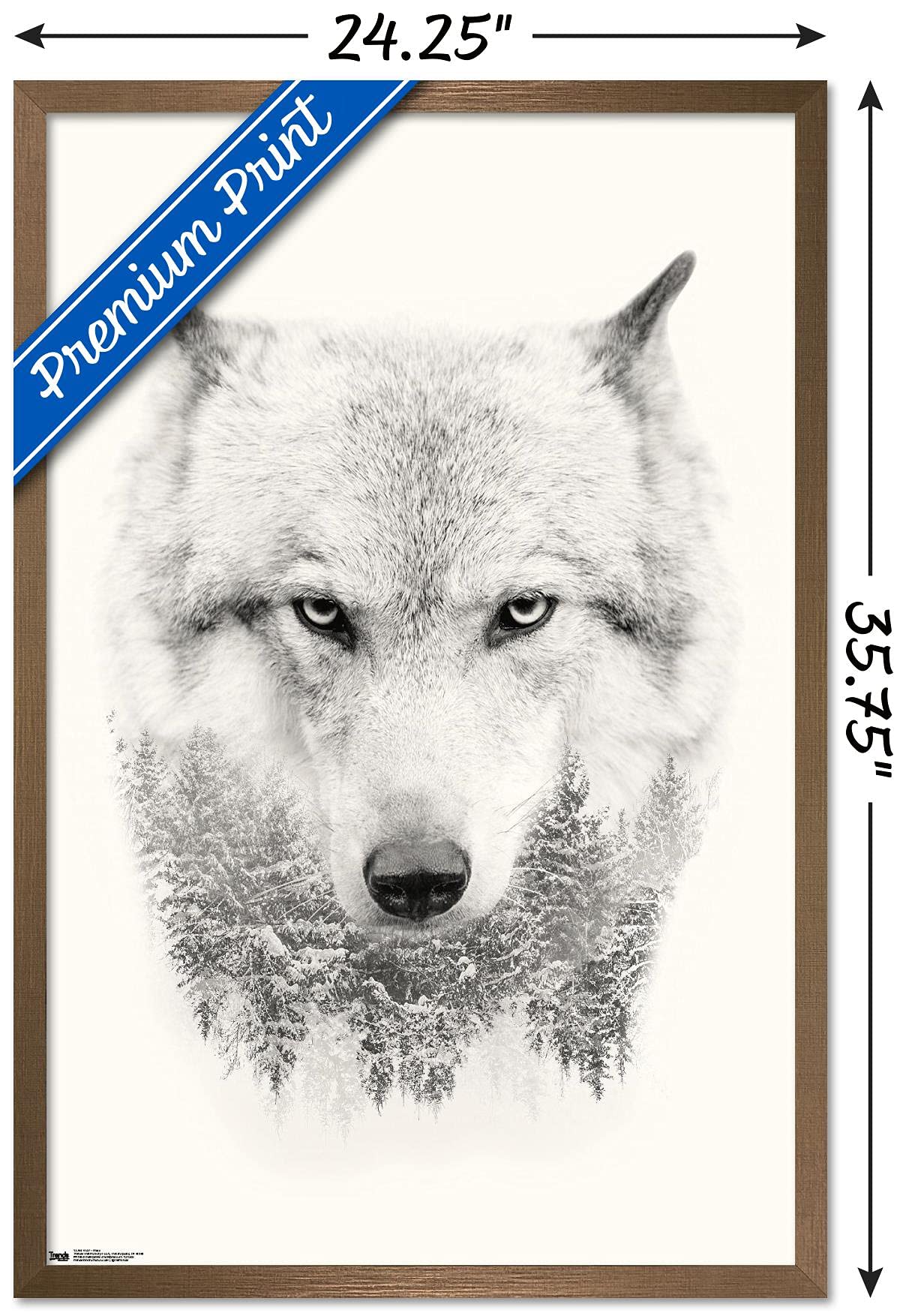 Trends International Wolf - Trees Wall Poster, 22.375'' X 34'', Bronze Framed Version