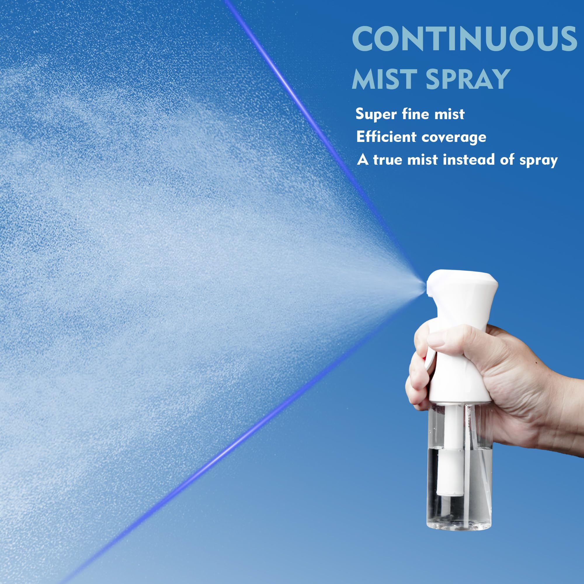 Hppffy Continuous Spray Bottle For Hair, 1Pack White 6.8Oz Mister Spray Bottle, Hair Spray Bottles For Hairstyling, Cleaning, Pl
