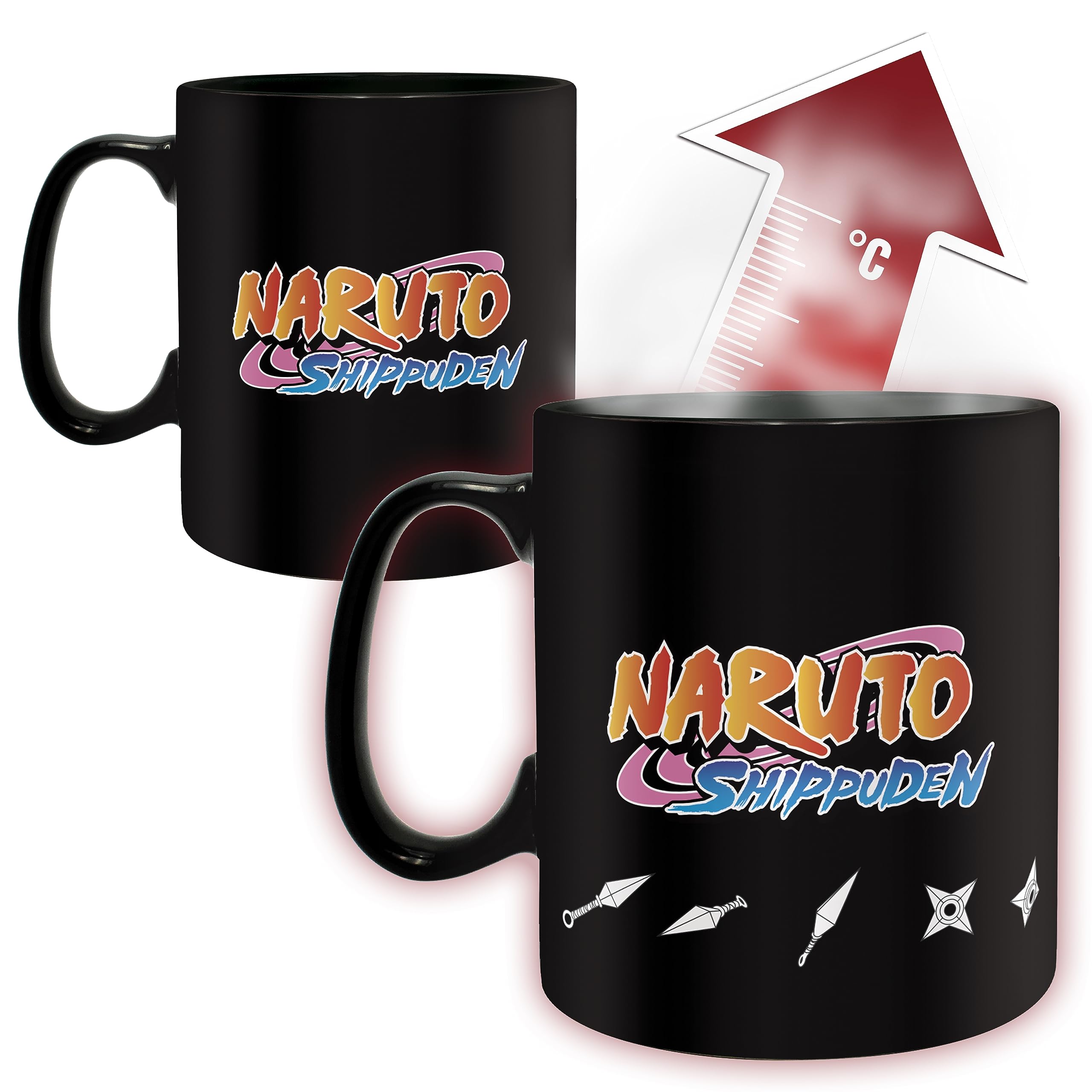 Abystyle Naruto Shippuden Clone Jutsu Ceramic Heat-Change Coffee Tea Mug & Coaster Gift Set Anime Manga Drinkware Gift
