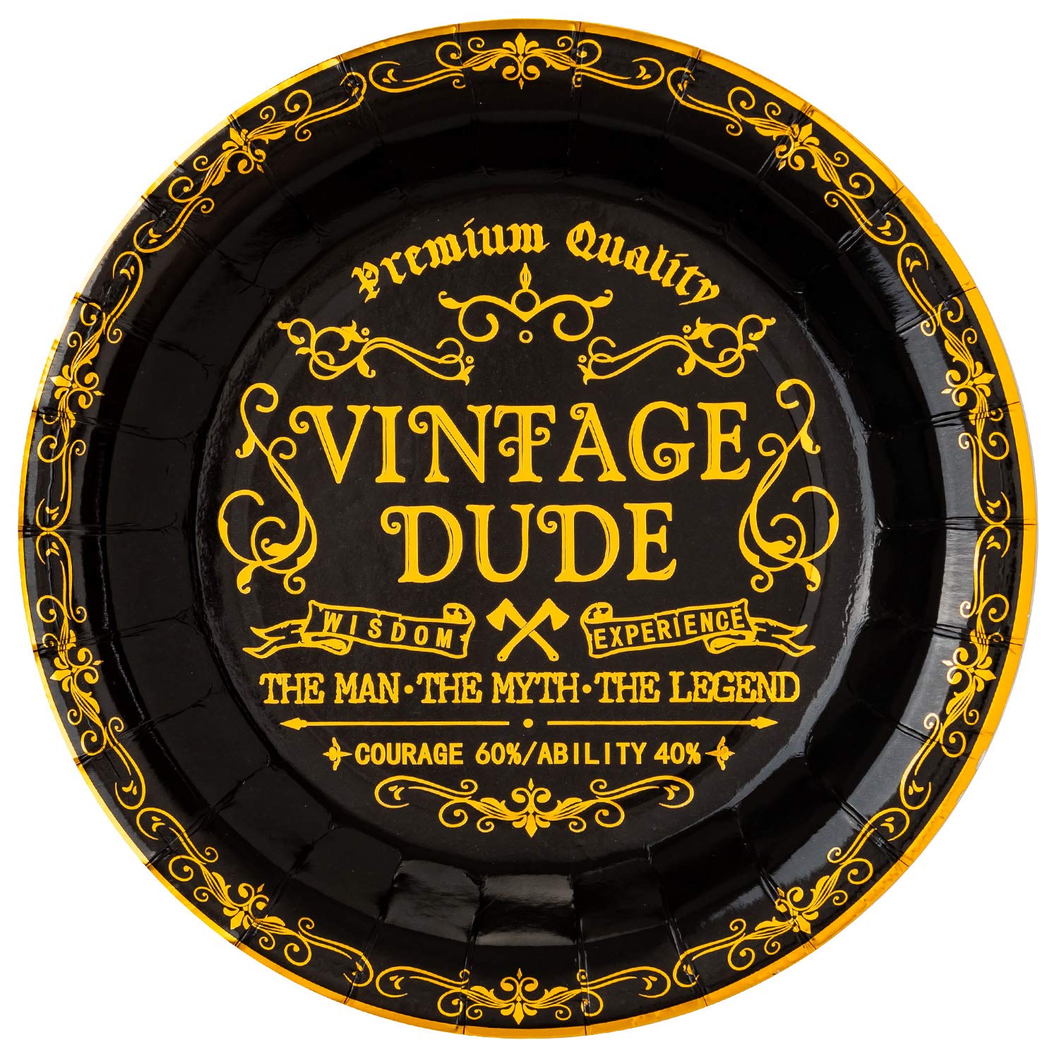 Crisky Vintage Dude Disposable Plates For Men Birthday Decorations Black Gold Dessert, Buffet, Cake, Lunch, Dinner Disposable Pl