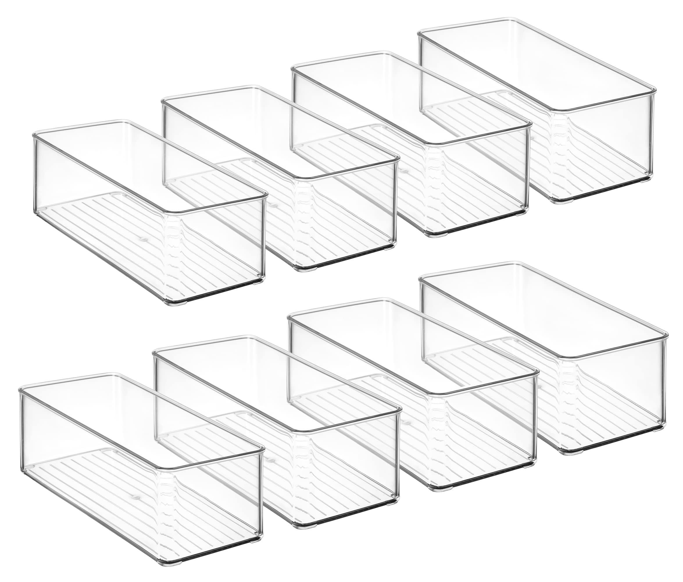 Hudgan 8 Pack Clear Plastic Drawer Organizers Set, Stackable Deep Drawer Organizer For Makeup Vanity And Desk, 2 Sizes Tall Bath