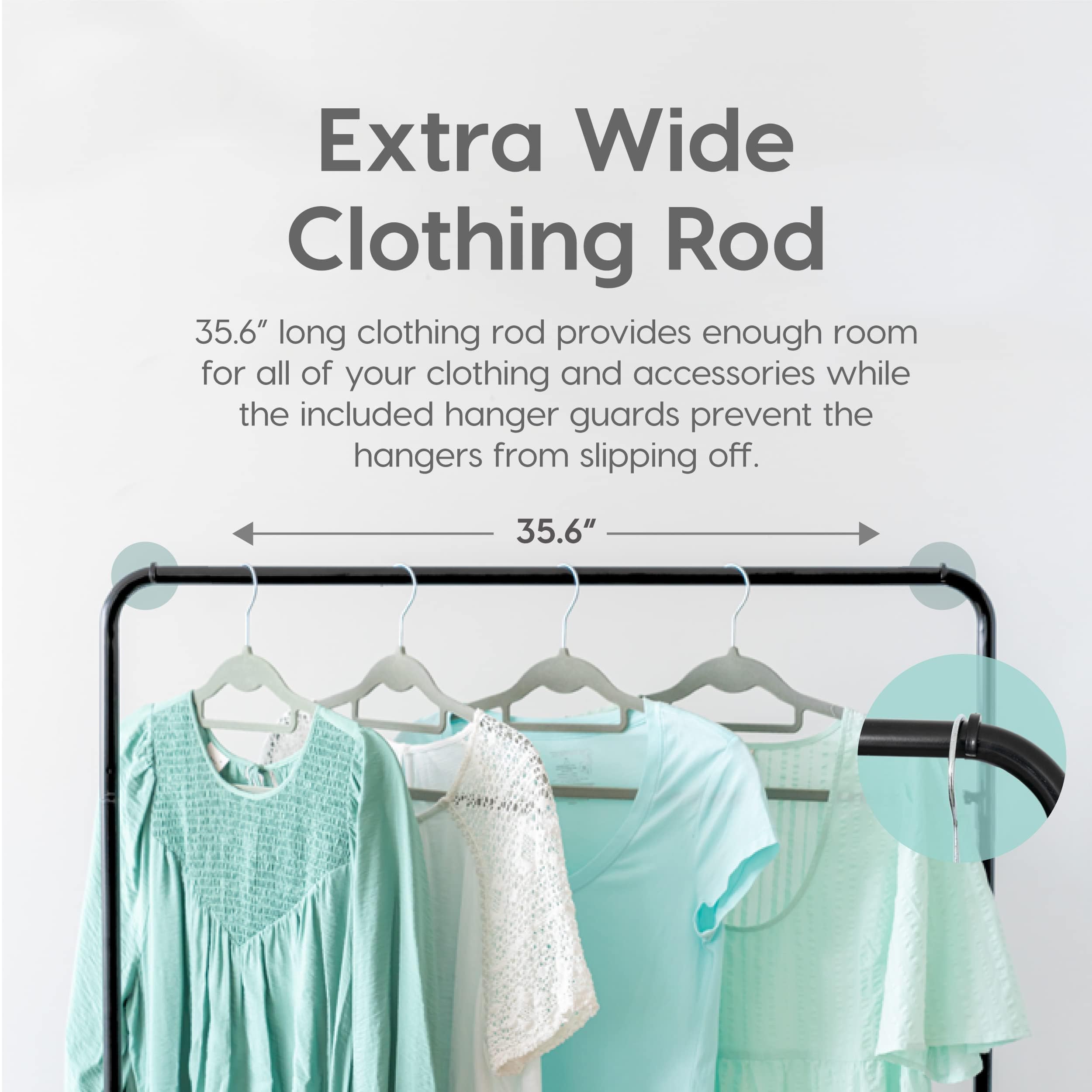 Iris Usa Clothes Rack With 1 Metal Shelf With Extra Adjustable Hanger Rod And Rotatable Ring, Easy To Assemble, Freestanding Met